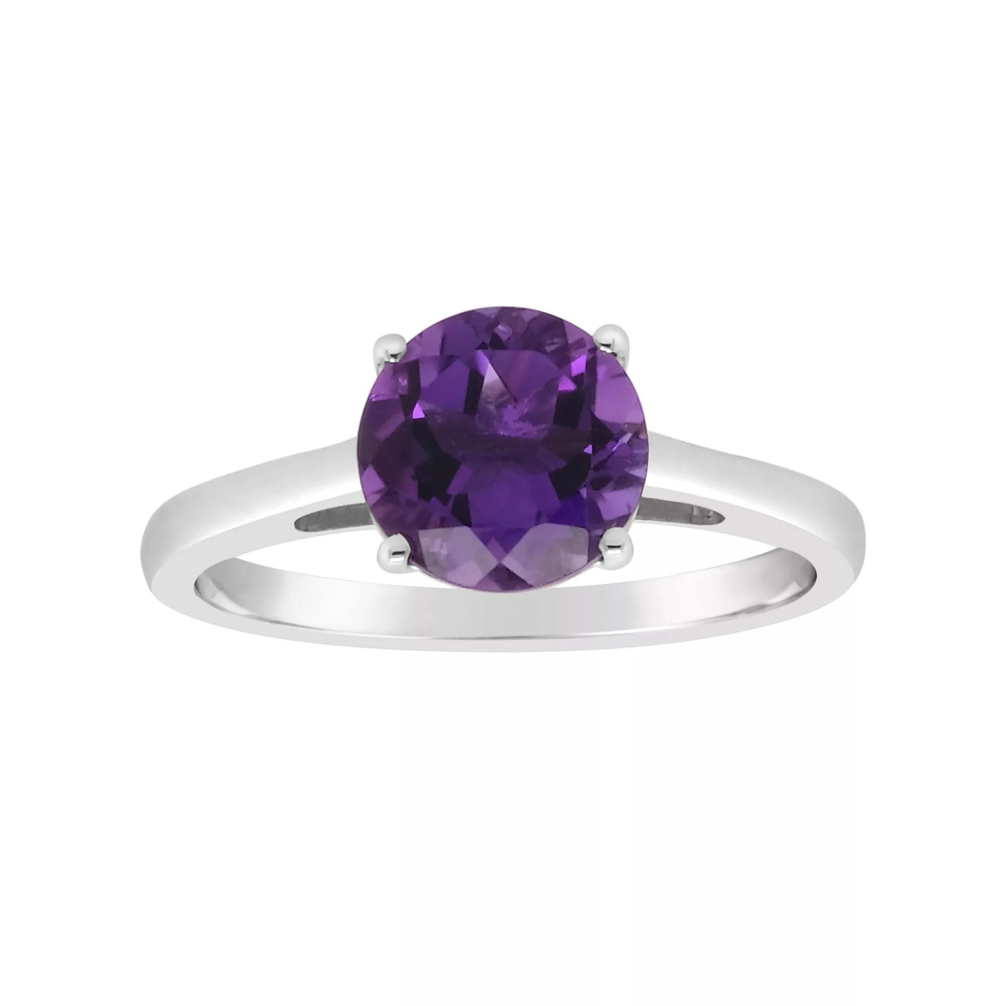 Alyson Layne 14k Gold Round Amethyst Solitaire Ring, Womens Product Image