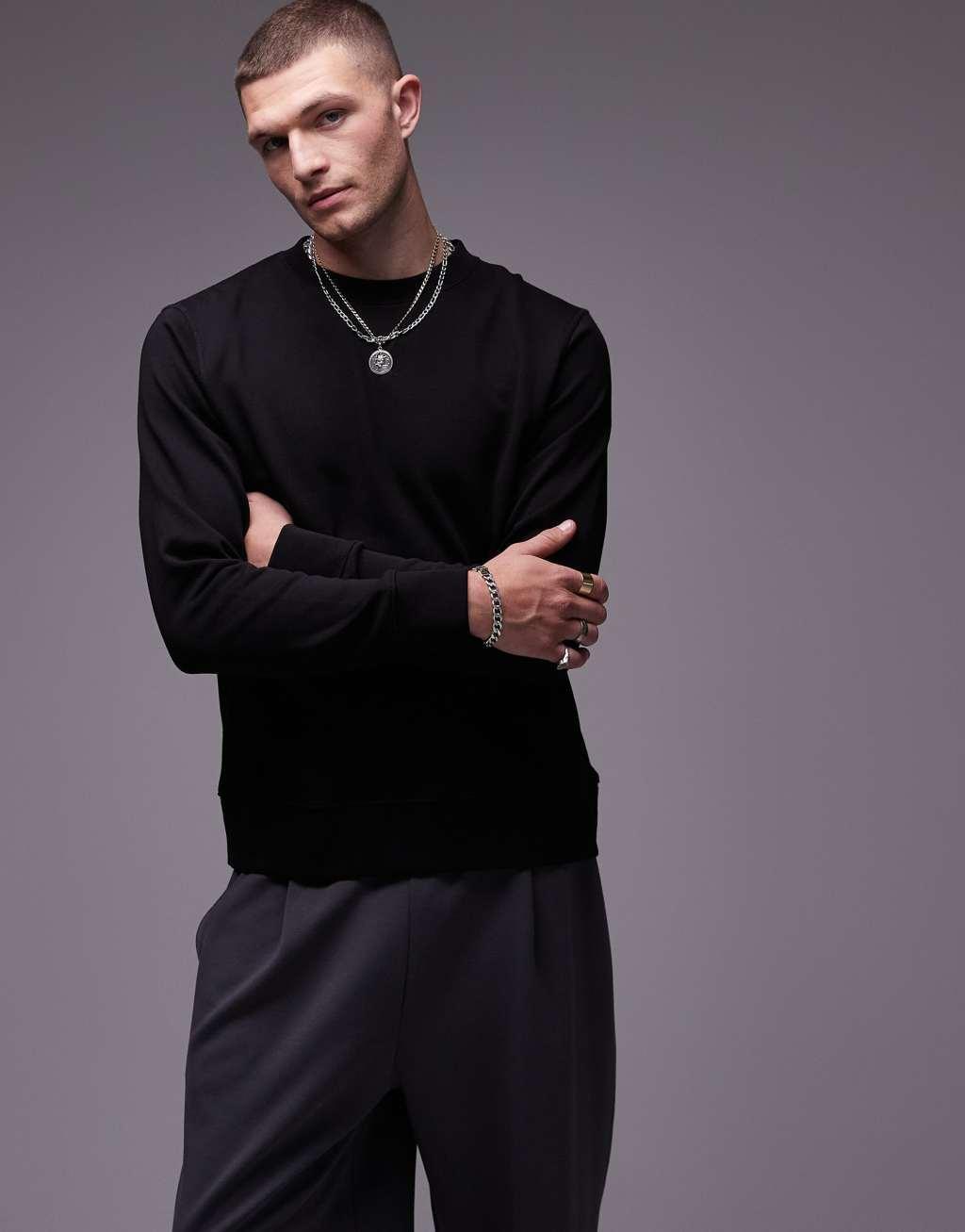 ARKET terry jersey vintage look sweatshirt in black Product Image
