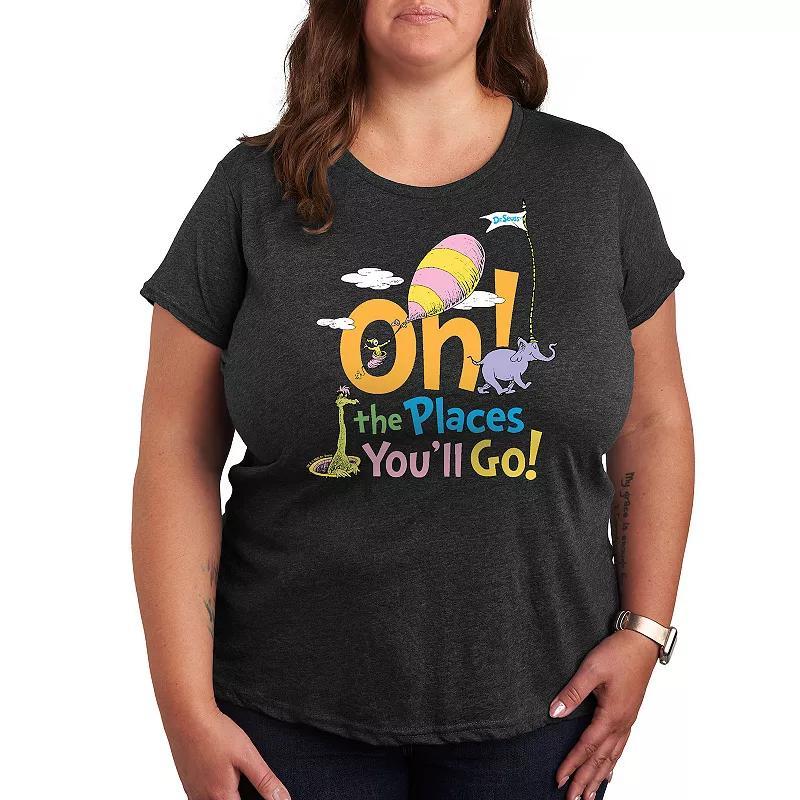 Plus Dr. Seuss Oh The Places Youll Go Graphic Tee, Womens Heather Grey Product Image
