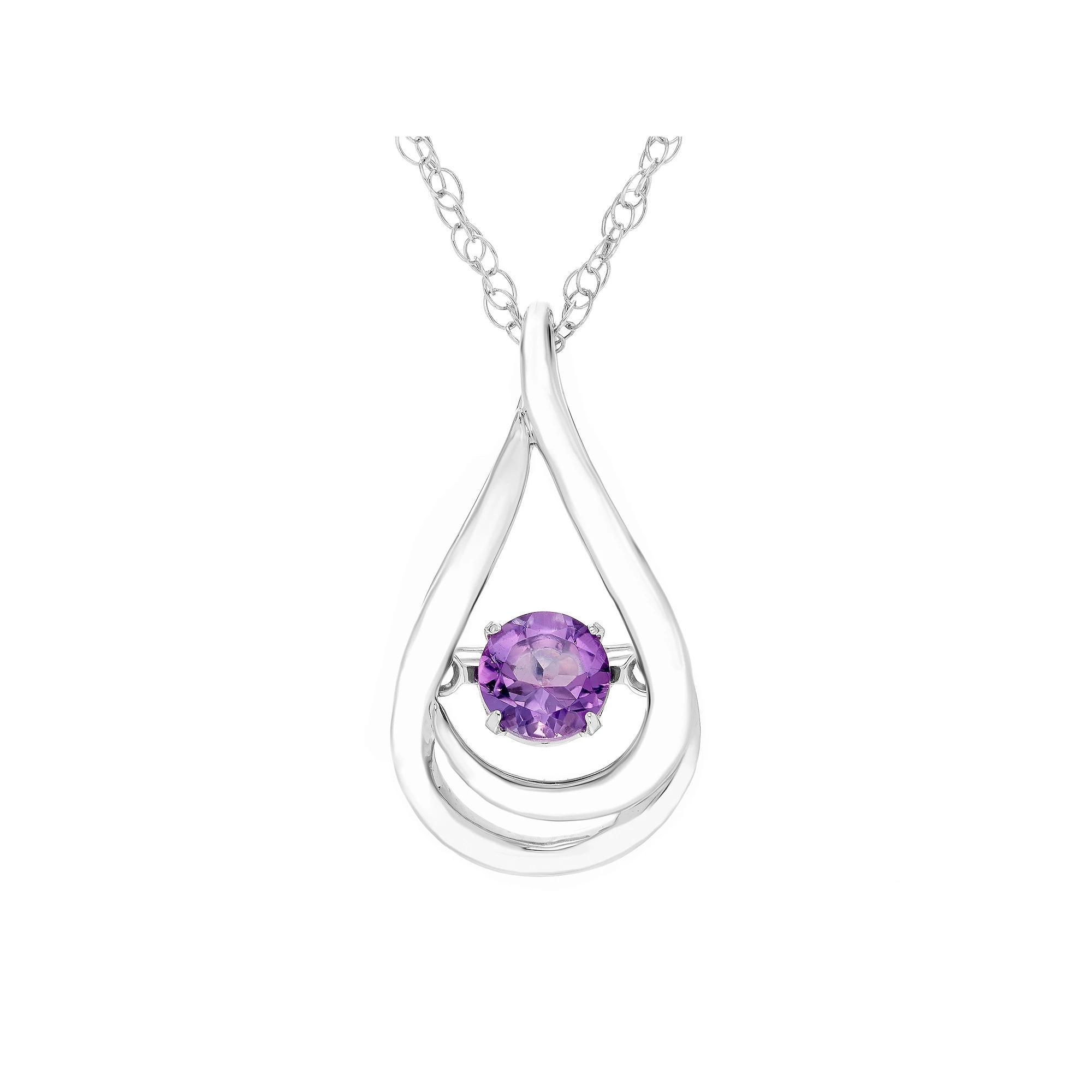 Boston Bay Diamonds Sterling Silver Brilliance-in-Motion Genuine Amethyst Teardrop Pendant Necklace, Women's, Size: 18" Product Image