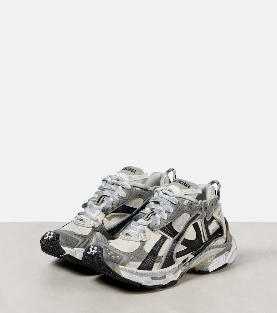 BALENCIAGA Runner Sneakers With Mesh Panels And Rubber Sole In Grey Product Image