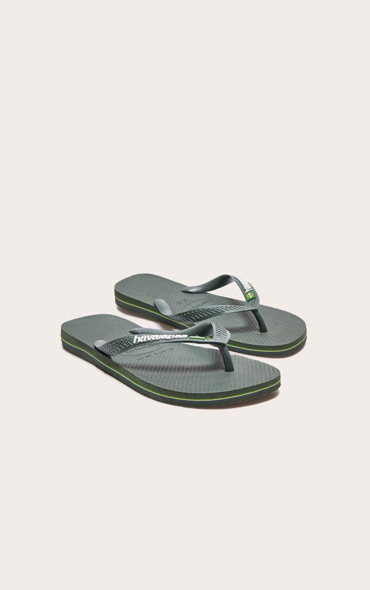Green Havaianas Brasil Logo Top Classic Flip Flops Product Image