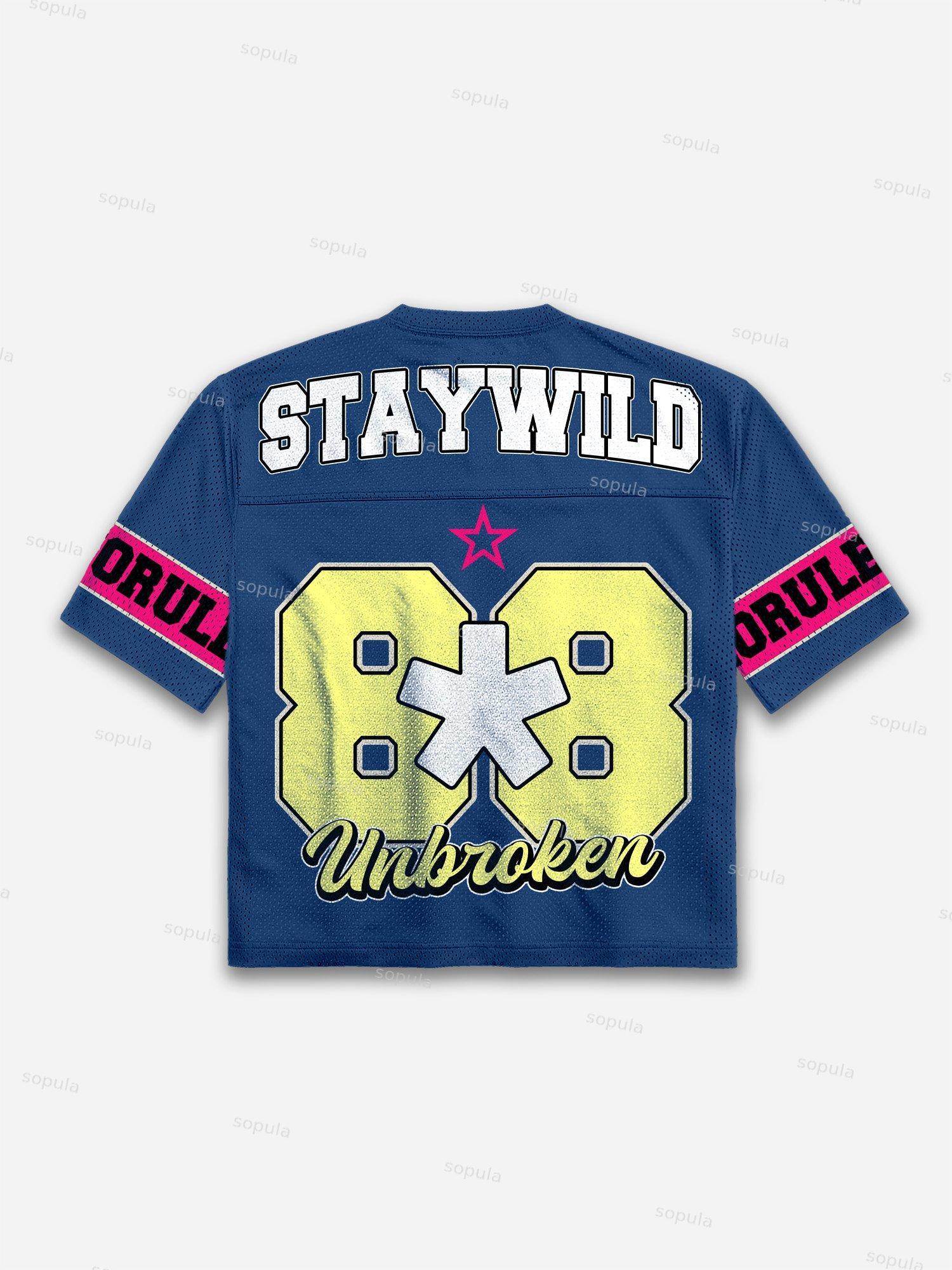 Y2k Street Stay Wild Blokecore Mesh Football Jersey T-shirt Product Image
