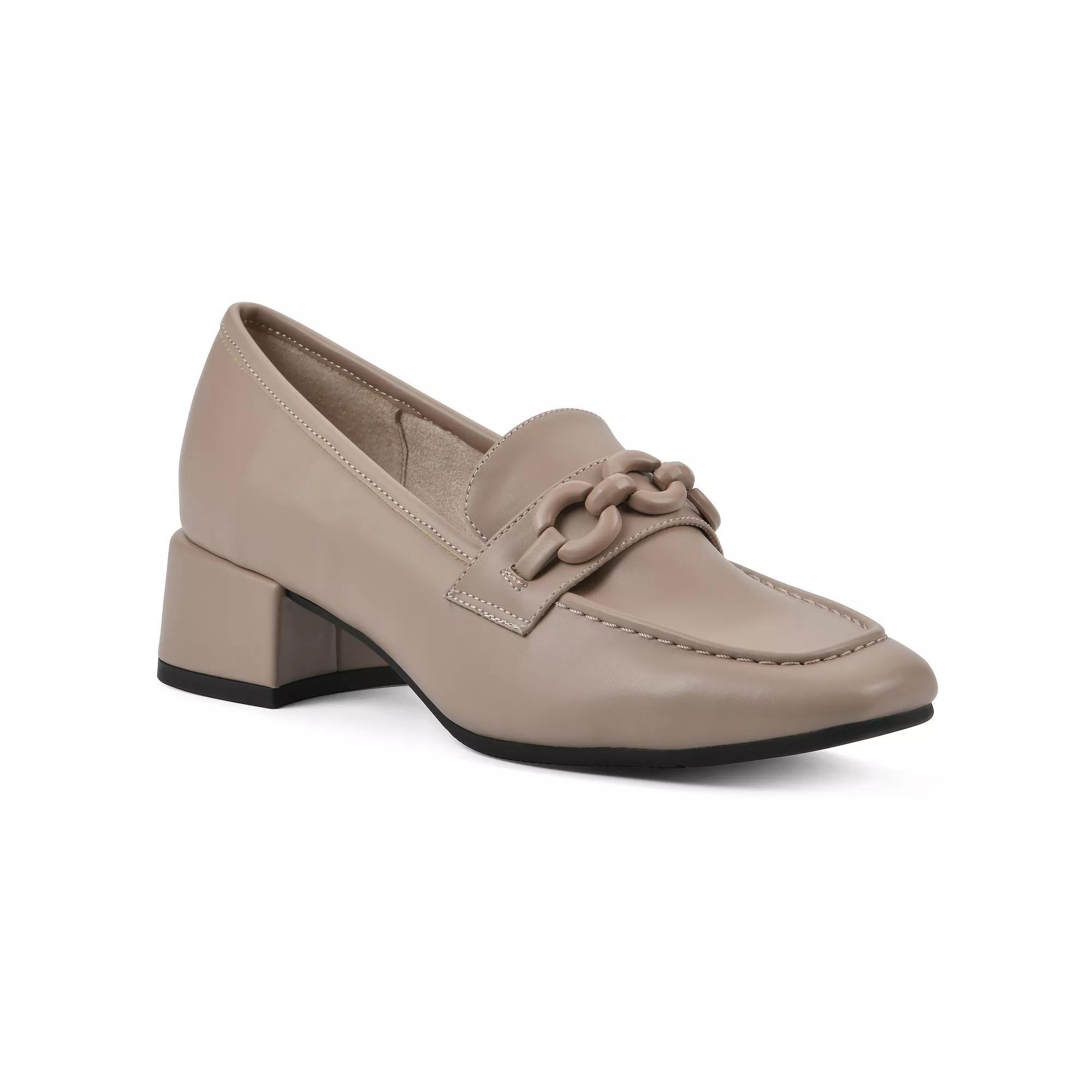 Womens Cliffs by White Mountain Quinbee Womens Heeled Loafers Brown Smo Product Image