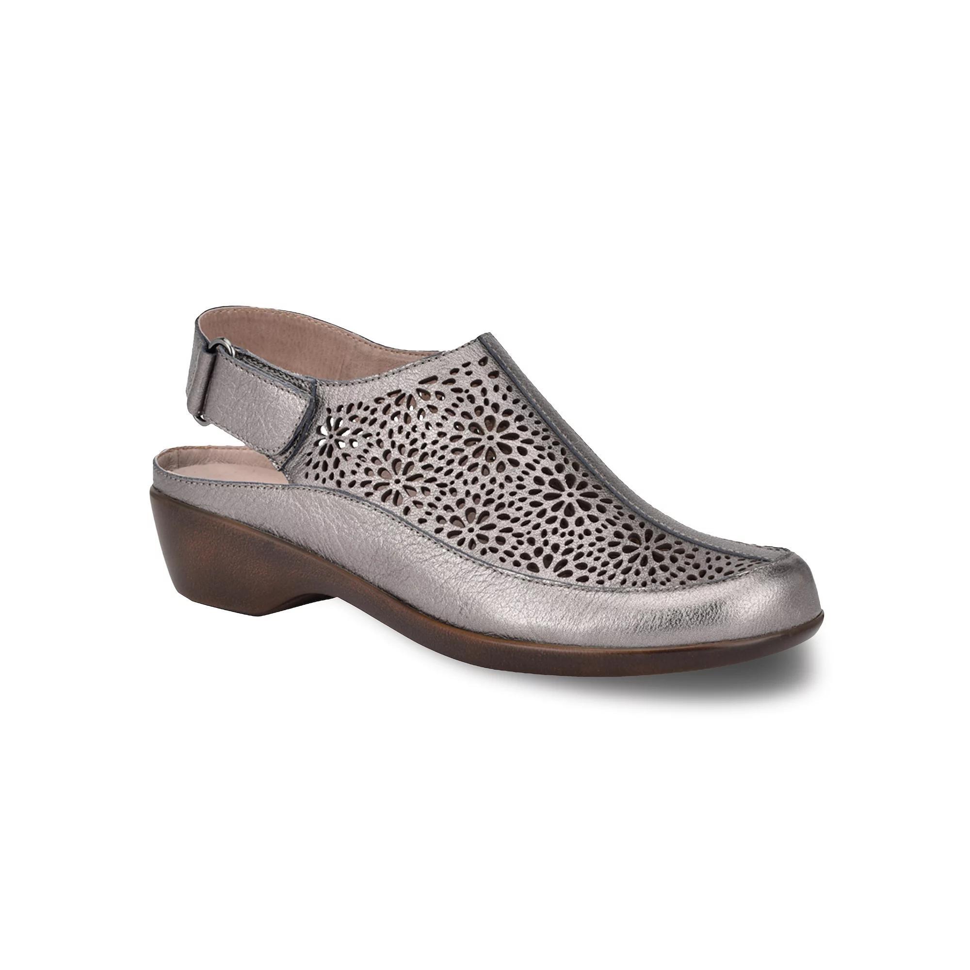 Easy Spirit Dawn Womens Perforated Leather Slingback Mules Silver Product Image