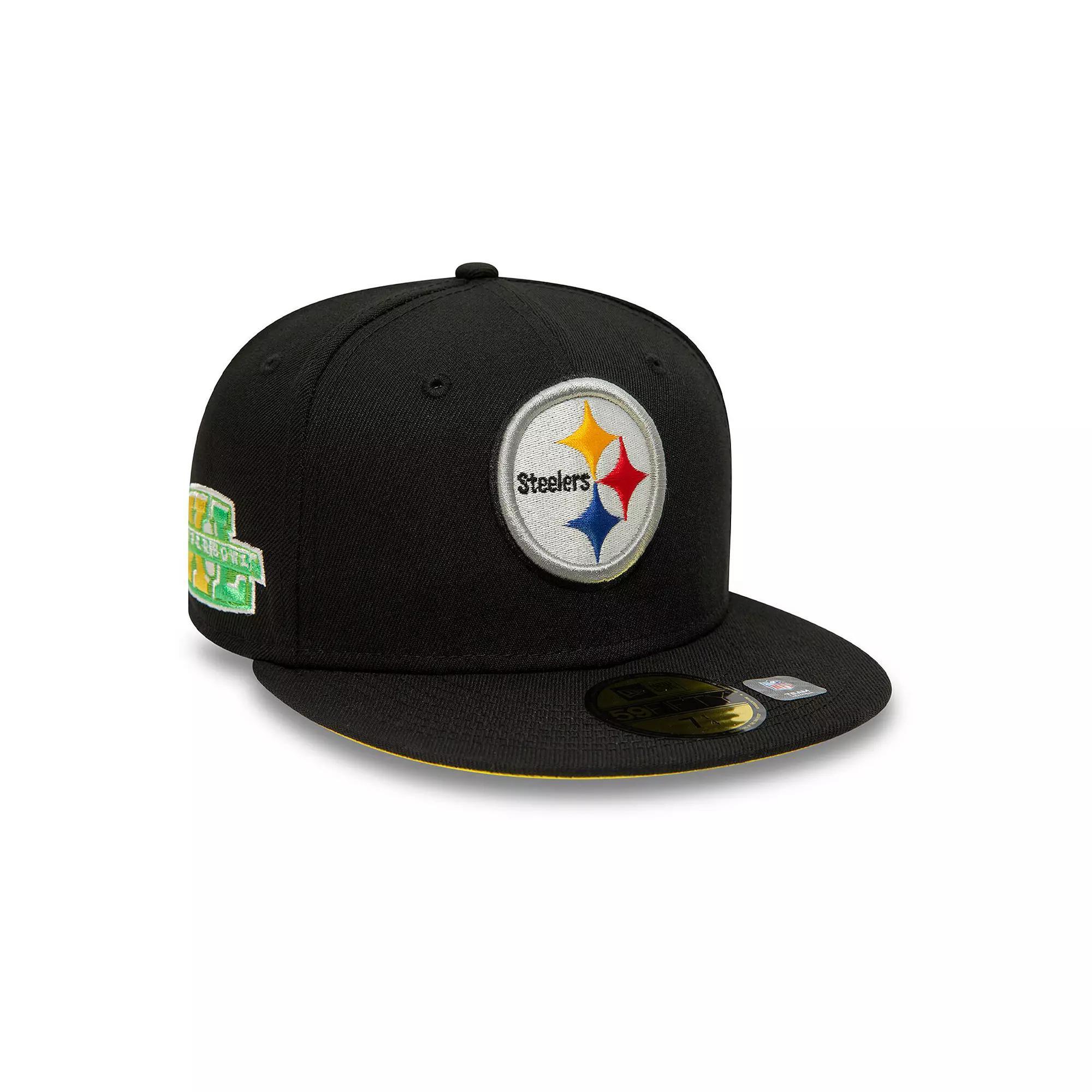 Men's New Era Black Pittsburgh Steelers Super Bowl XL Citrus Pop 59FIFTY Fitted Hat, Size: 7 3/8 Product Image