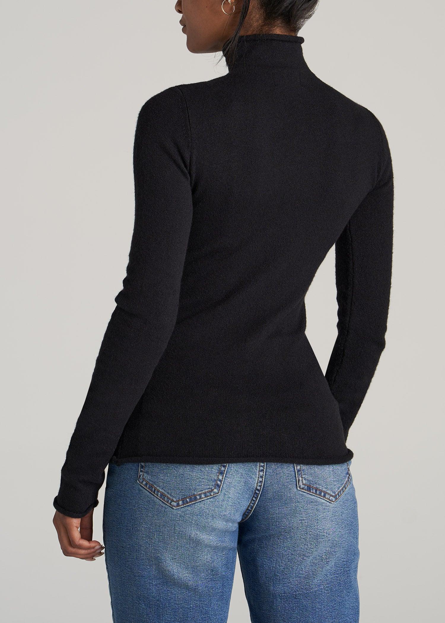 Women's Tall Rolled Mock Neck Sweater in Black Product Image