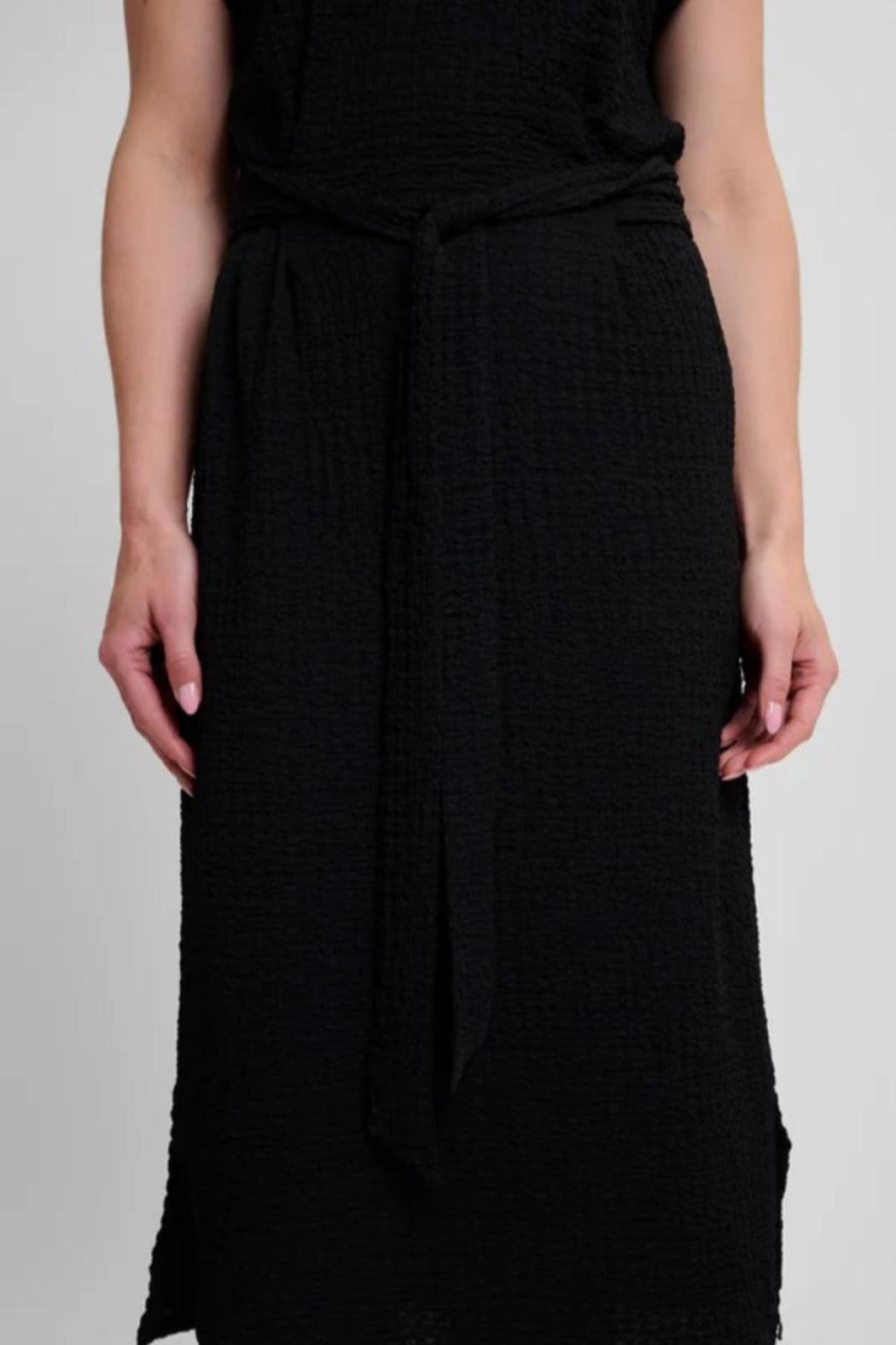 Midi Black Dress Tie Belt Product Image