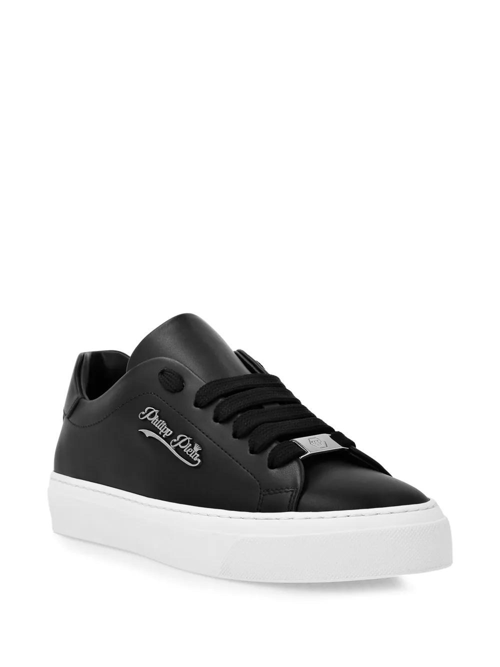 Signature-print leather sneakers Product Image