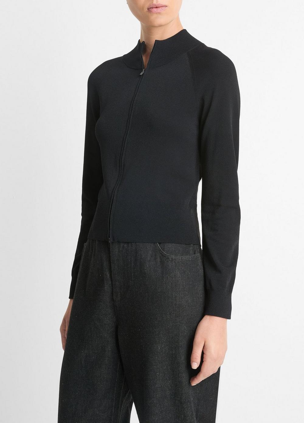 Womens Italian Knit Raglan Cardigan Jacket, Black, Size XXS Vince Product Image