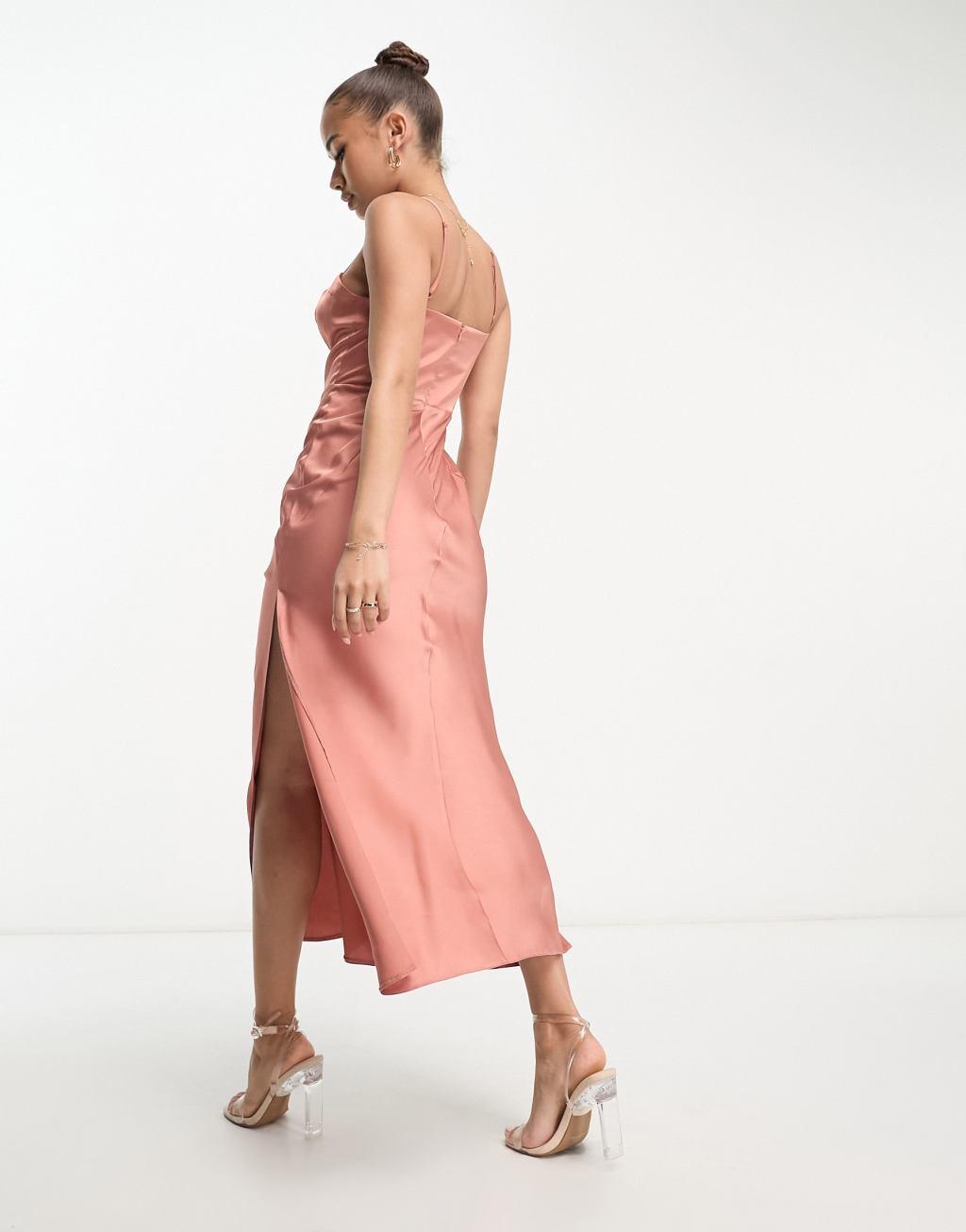 ASOS DESIGN satin corset detail maxi dress Product Image