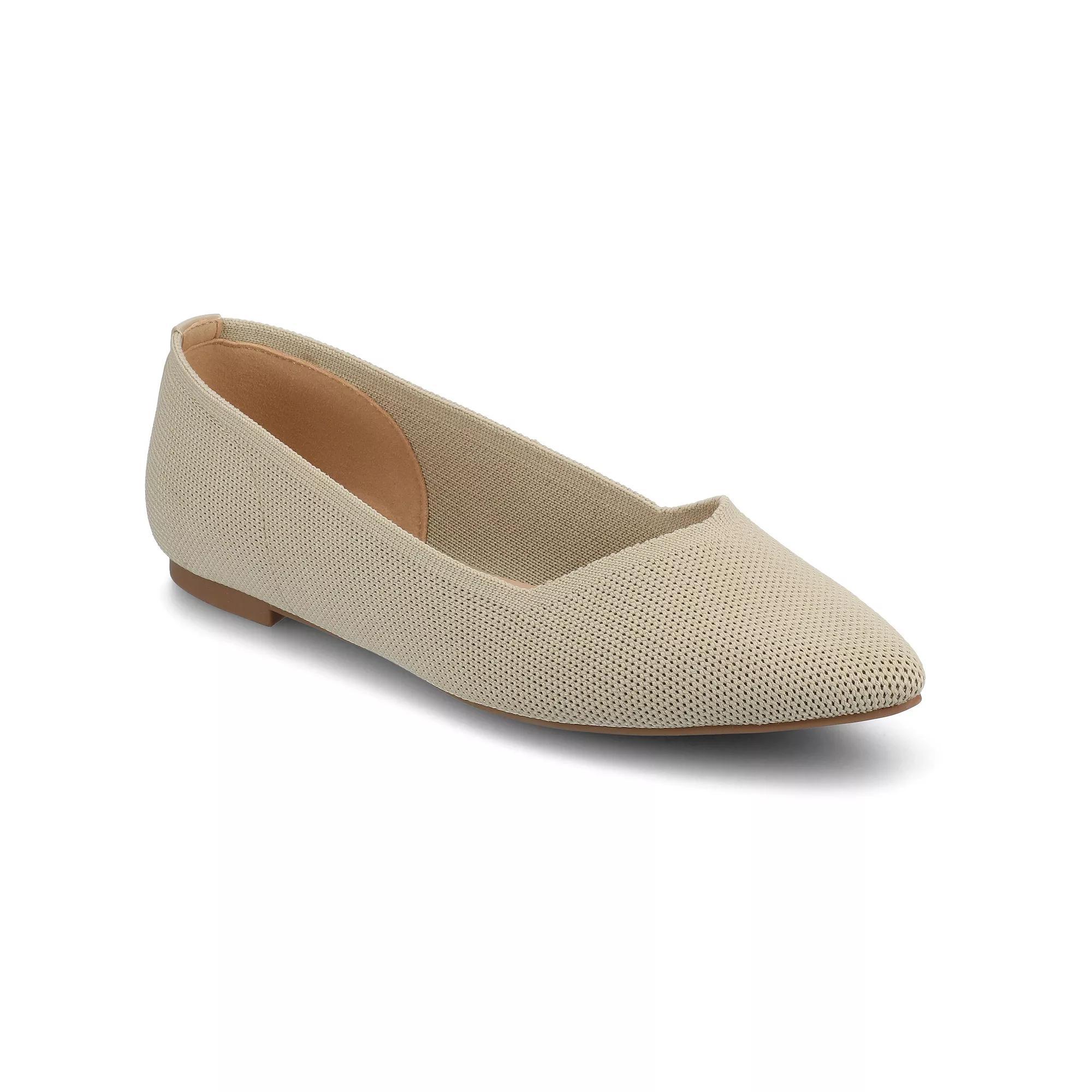 Journee Minnah Knit Slip-On Pointed-Toe Women's Dress Flats, Size: 8, Brown Product Image