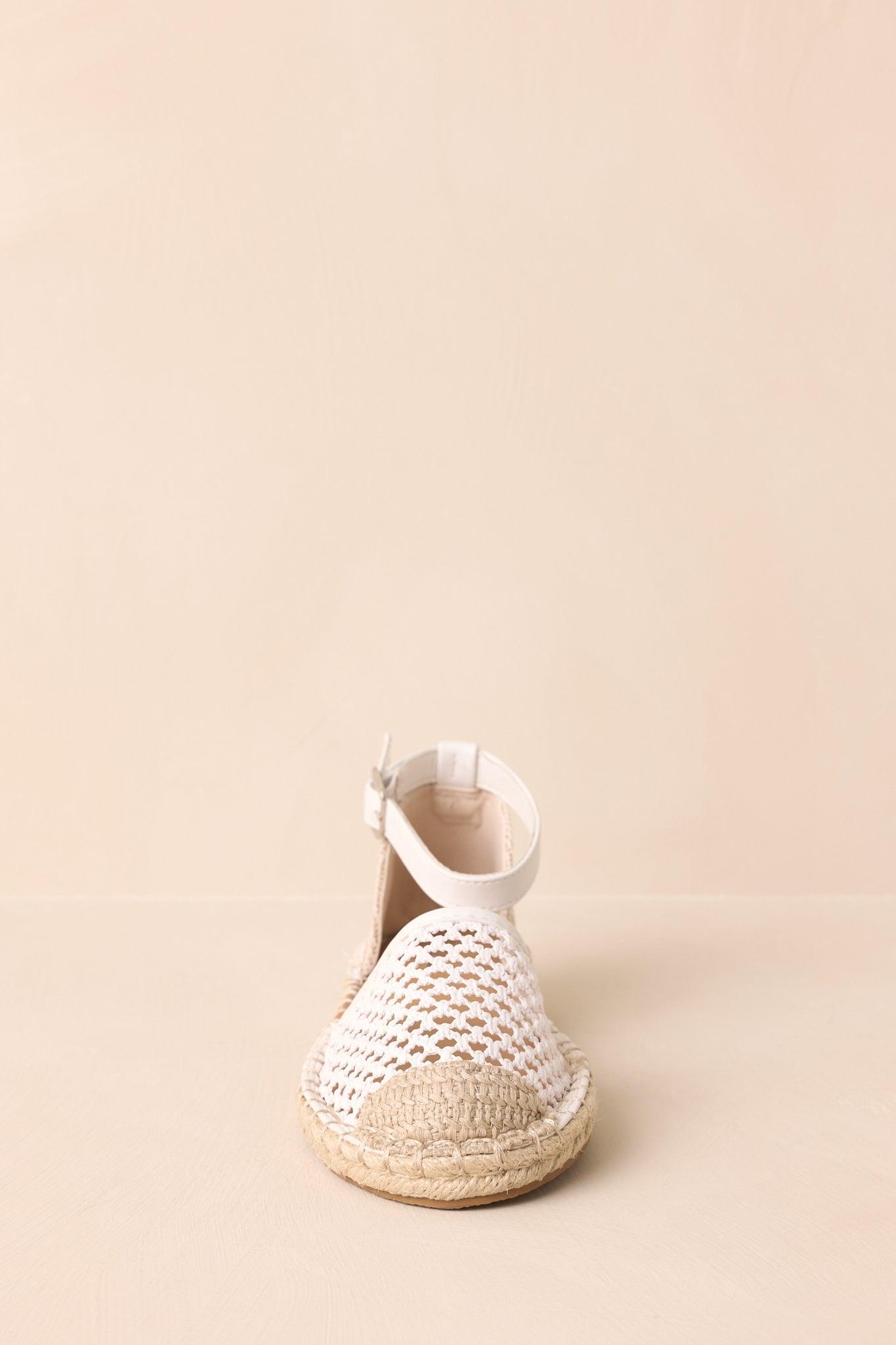 When She Walks In Ivory Ankle Strap Espadrille Flats Product Image