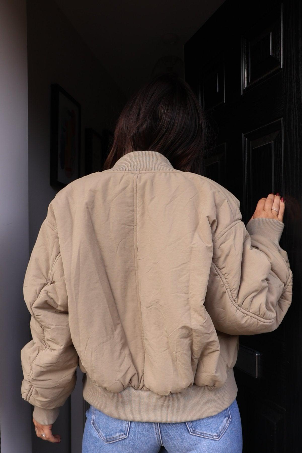 Olive Bomber Puffer Jacket - FINAL SALE Product Image