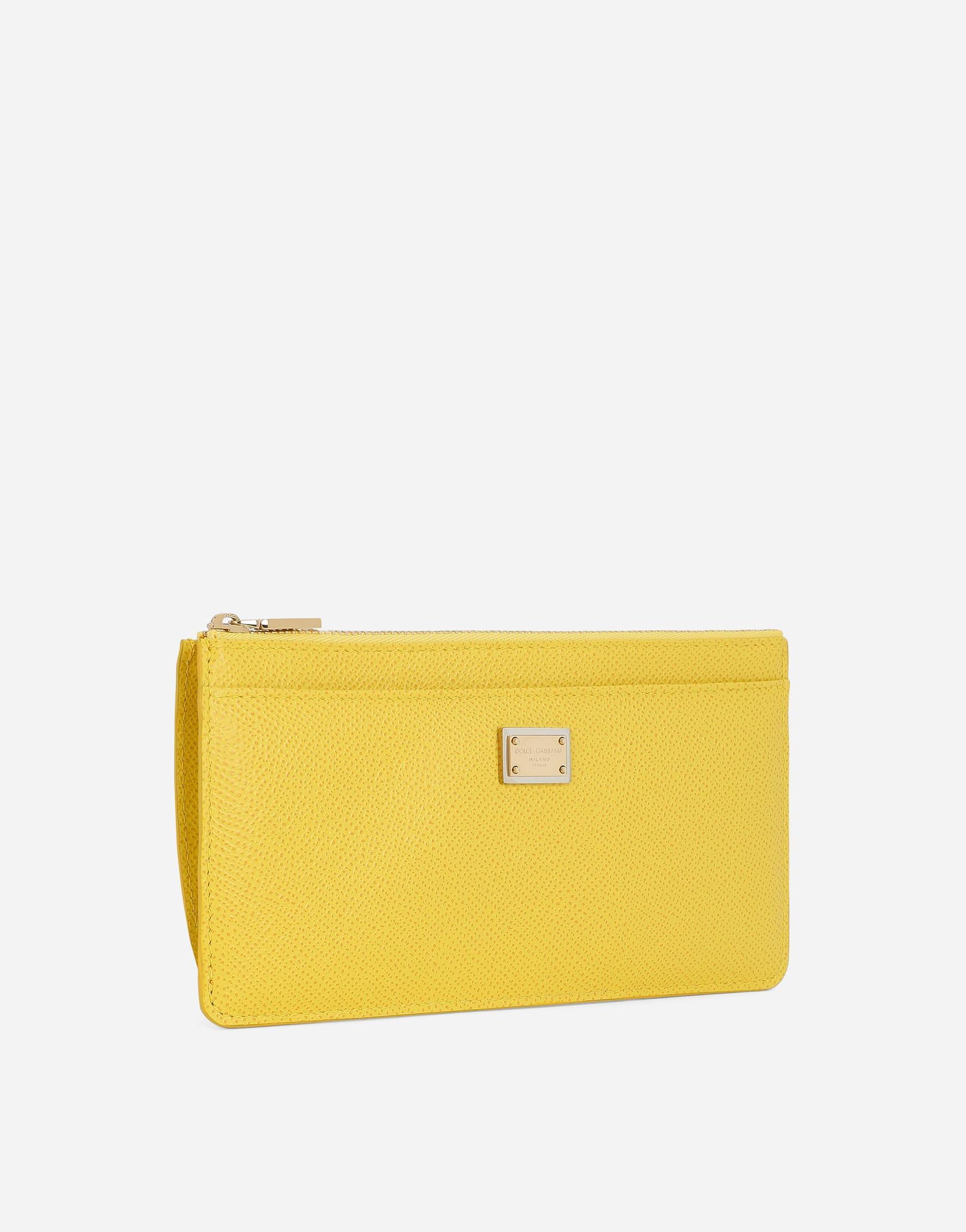 DOLCE & GABBANA Portacarte Grande In Pelle Di Vitello Dauphine In Yellow Product Image