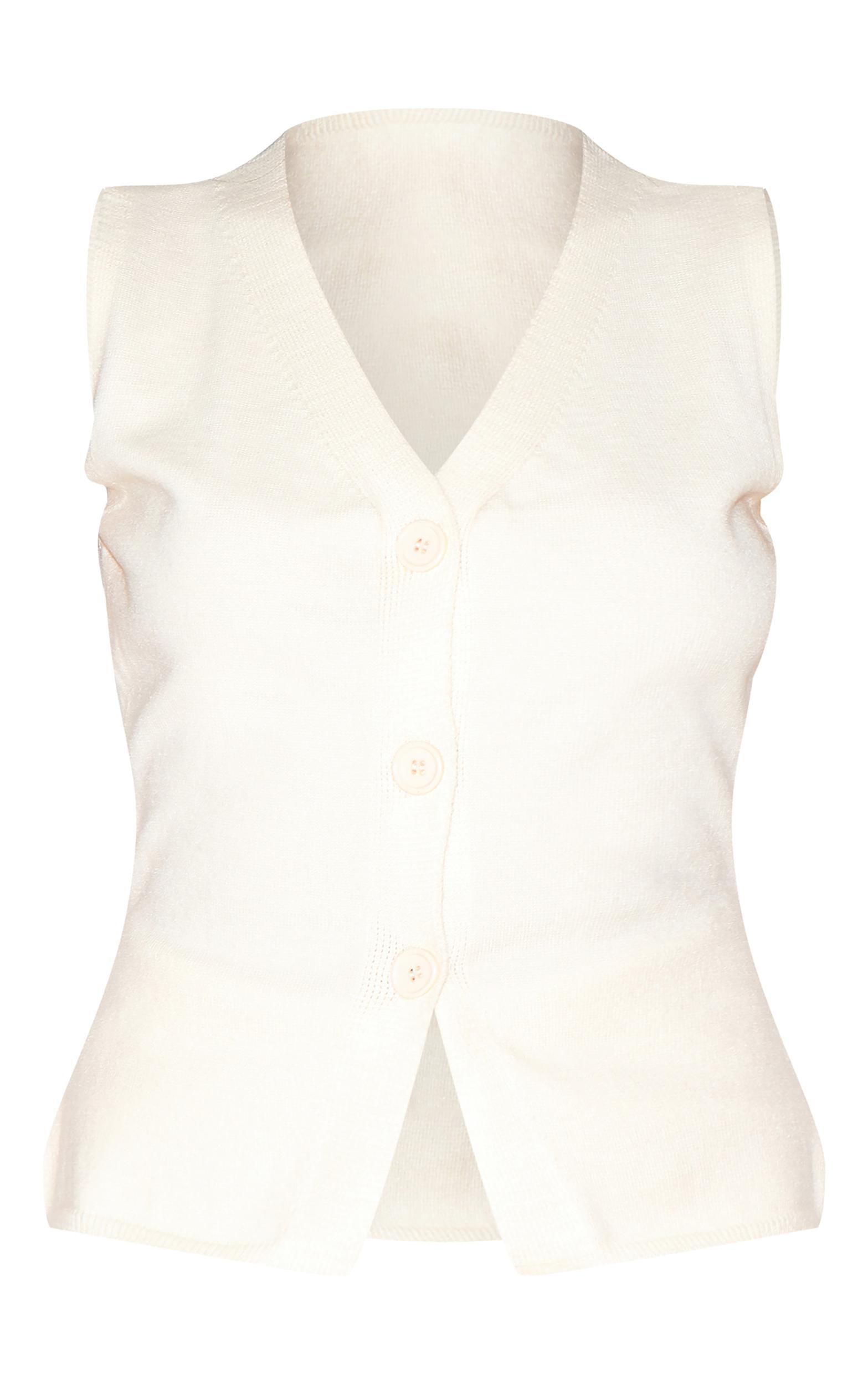 Petite Cream Knitted Longline Vest Product Image