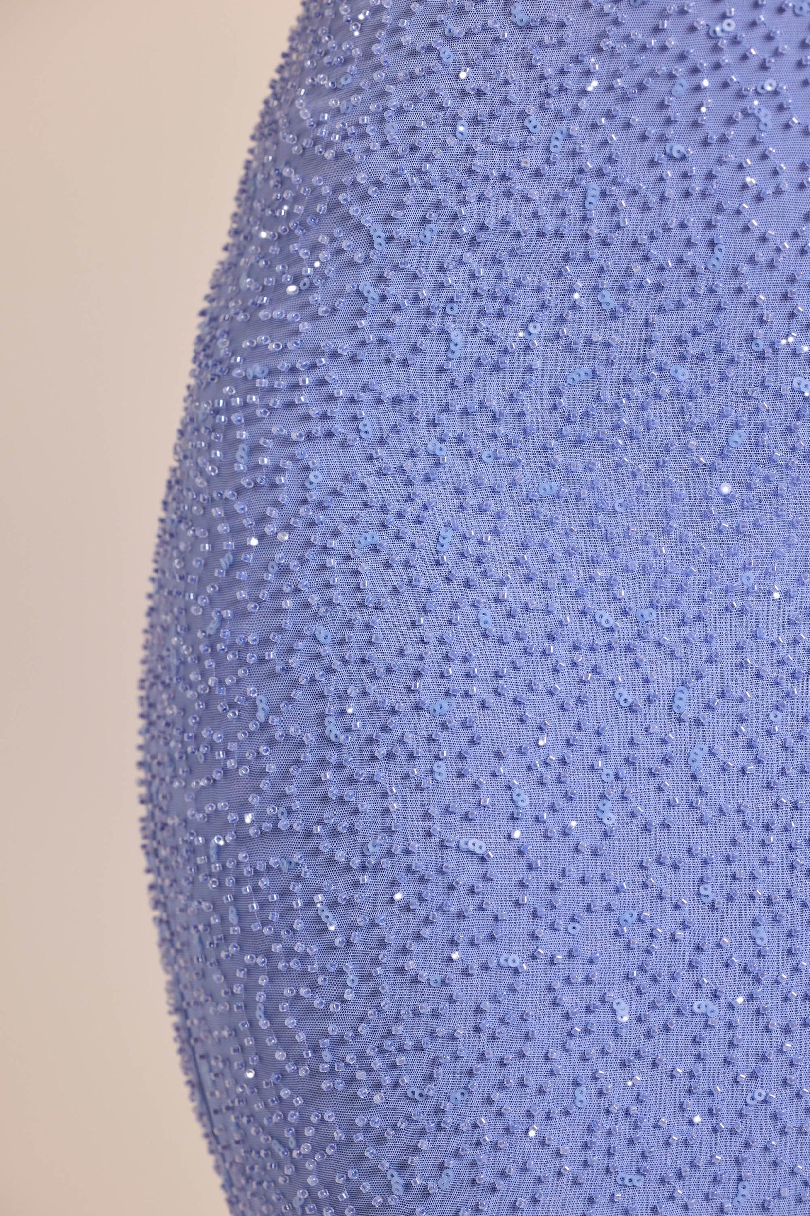 Embellished Mid-Rise Maxi Skirt in Powder Blue Product Image