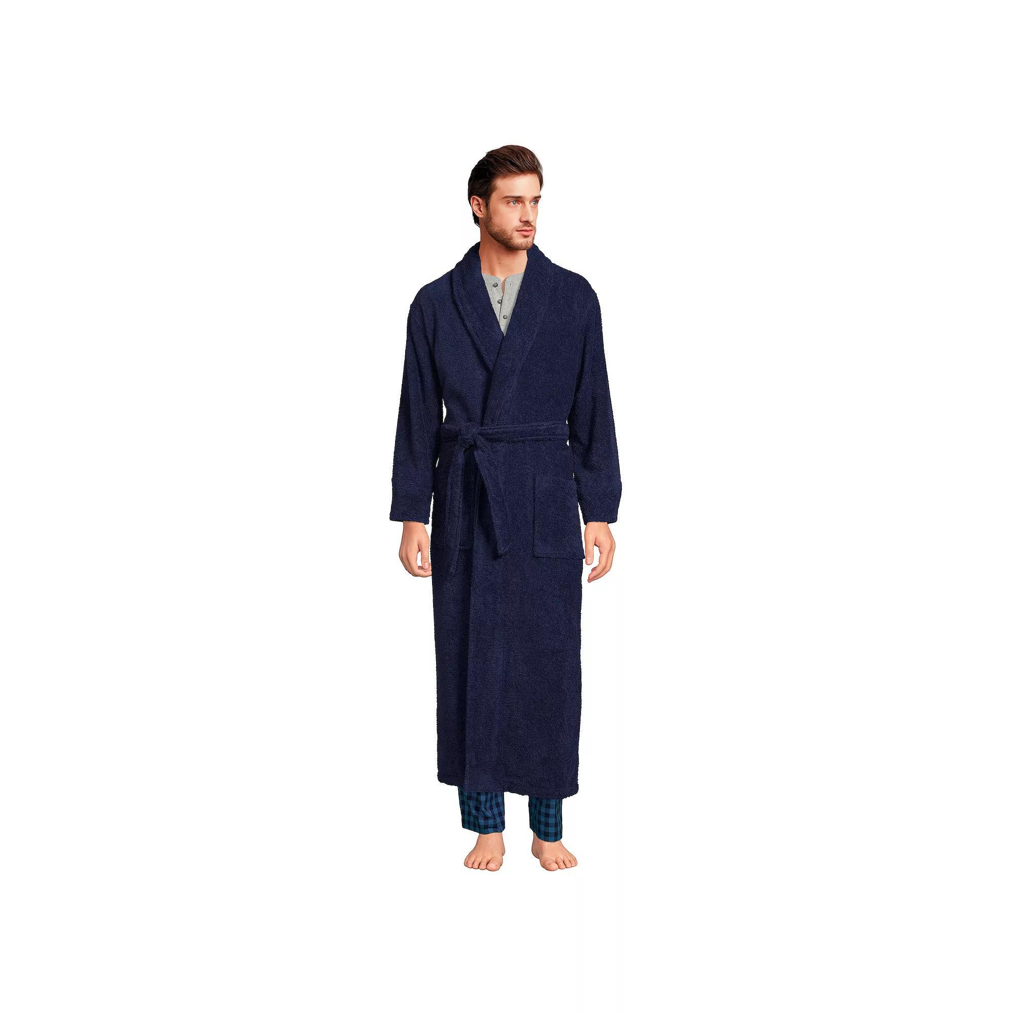 Men's Lands' End Full-Length Turkish Terry Robe, Size: XL, Deep  Blue Product Image