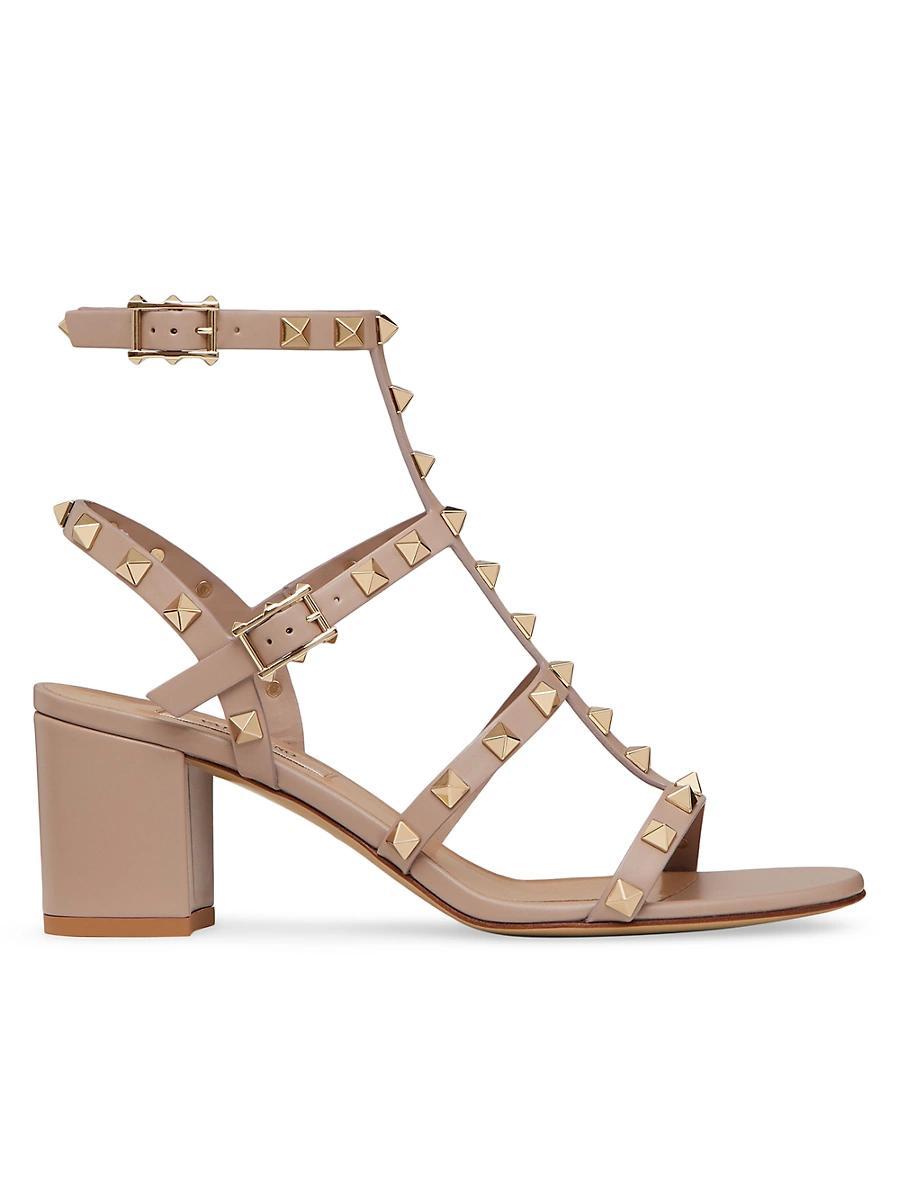 Womens Rockstud Calfskin Ankle Strap Sandals Product Image
