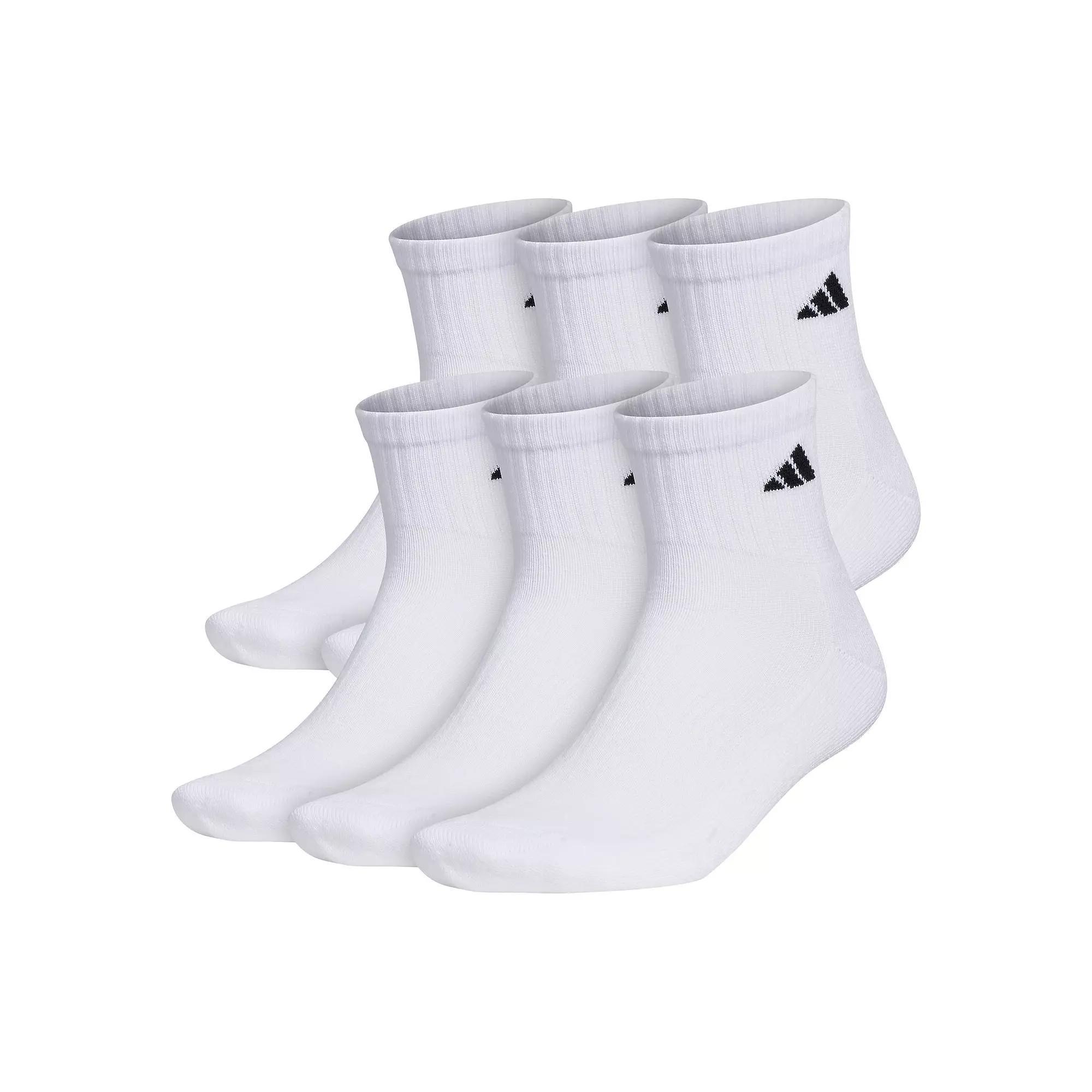 Men's adidas 6-pack Athletic Cushioned Quarter Socks, Size: 8-12, White Product Image