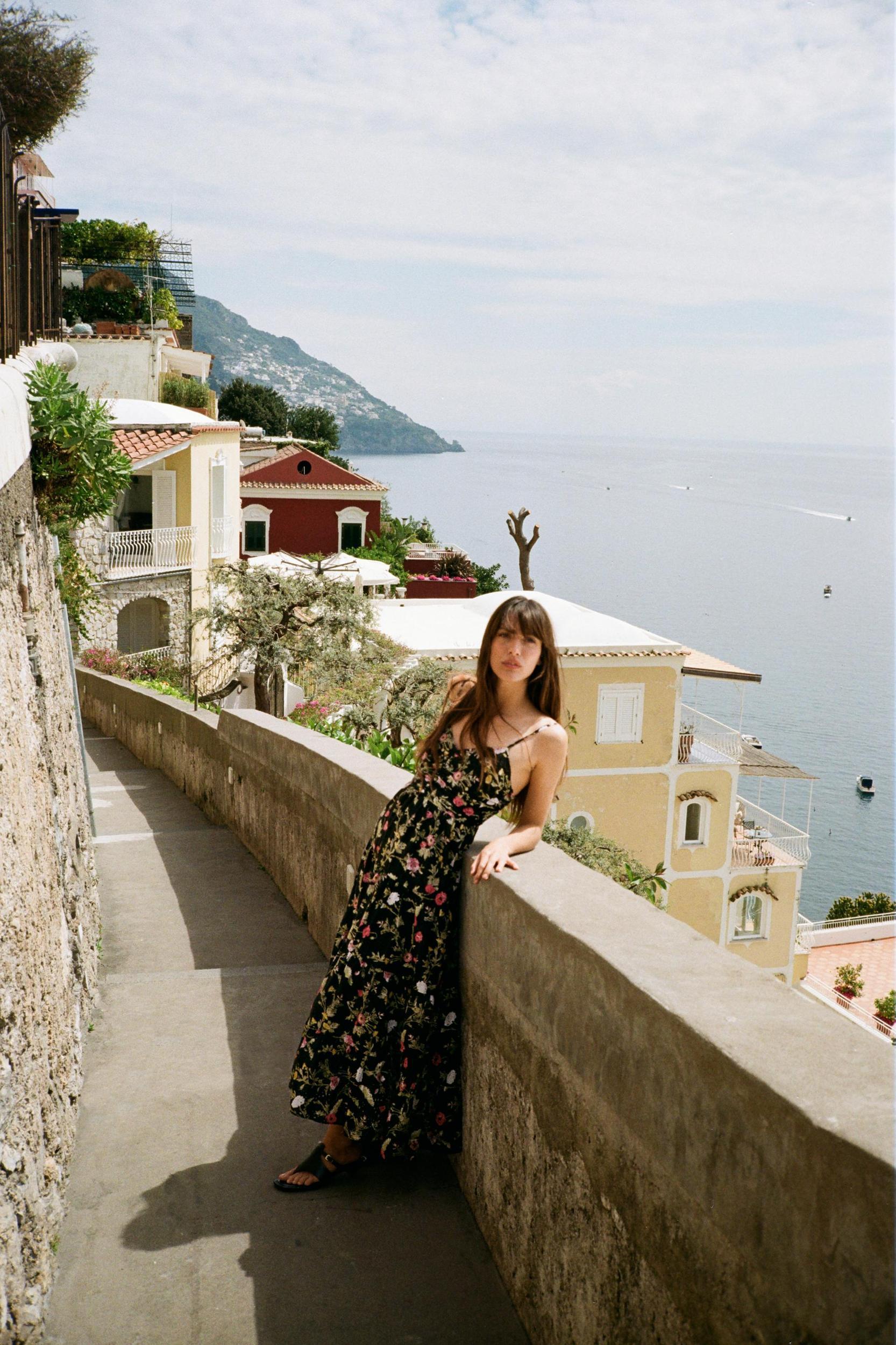 PRINTED MIDI DRESS WITH OPENWORK EMBROIDERY Product Image