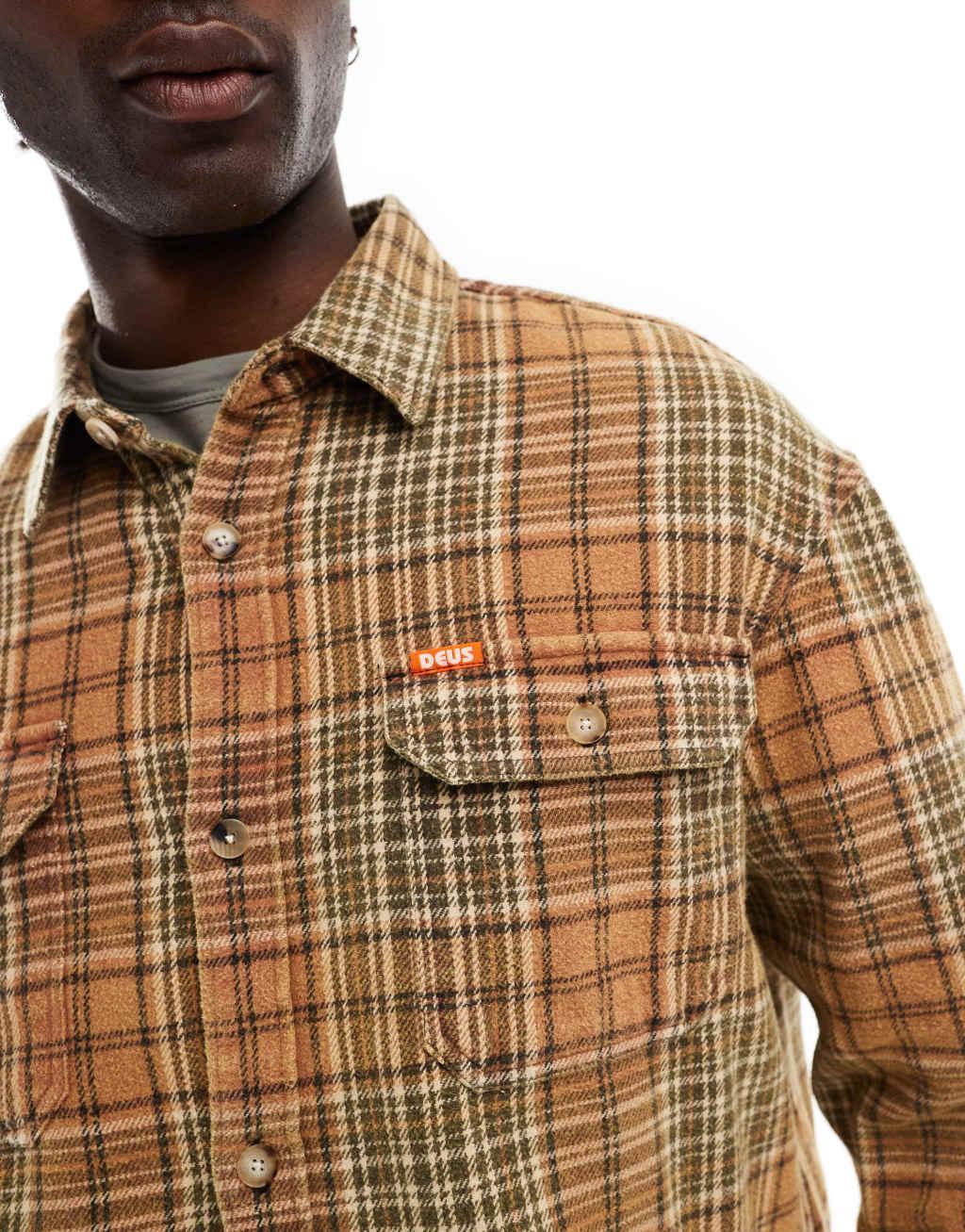 Deus Ex Machina vacay check shirt in multi stripe  Product Image