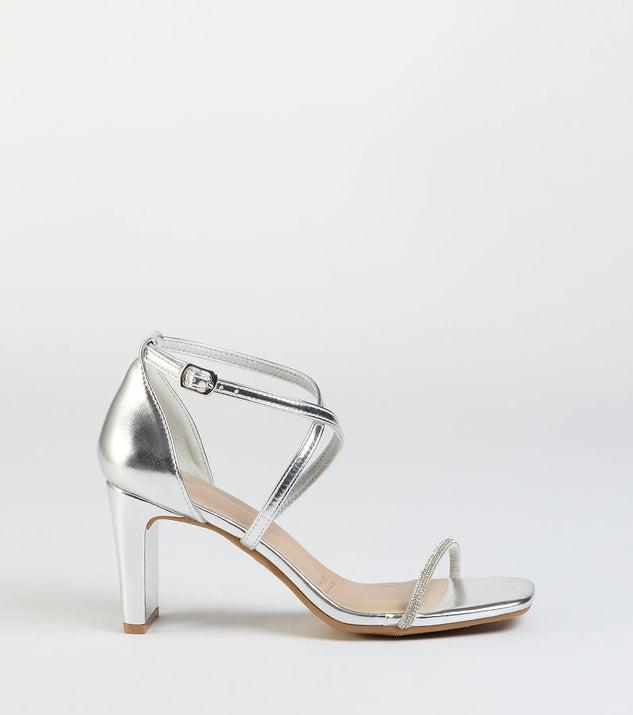 In The Limelight Rhinestone Strap Metallic Heels Product Image