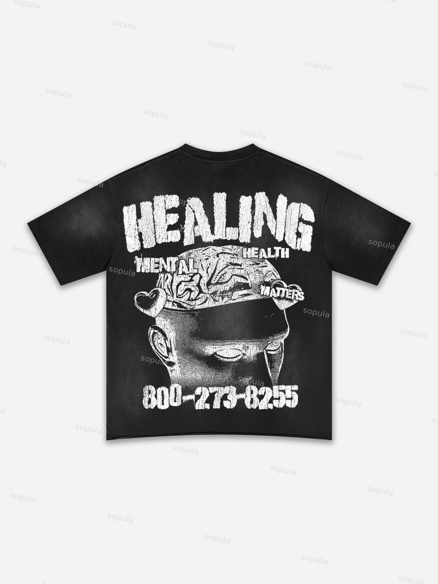Streets Don't Lie Retro Big Head Graphic Washed T-shirt Product Image