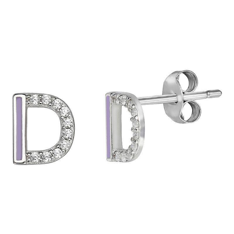 PRIMROSE Sterling Silver Cubic Zirconia Initial Stud Earrings, Women's, Orange K Product Image