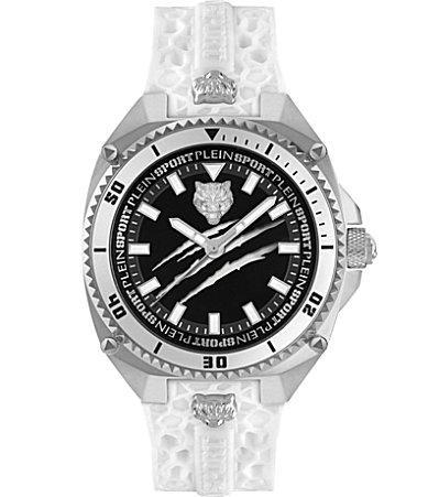 Philipp Plein Mens Thunder Force Analog Silver Silicone Strap Watch Product Image