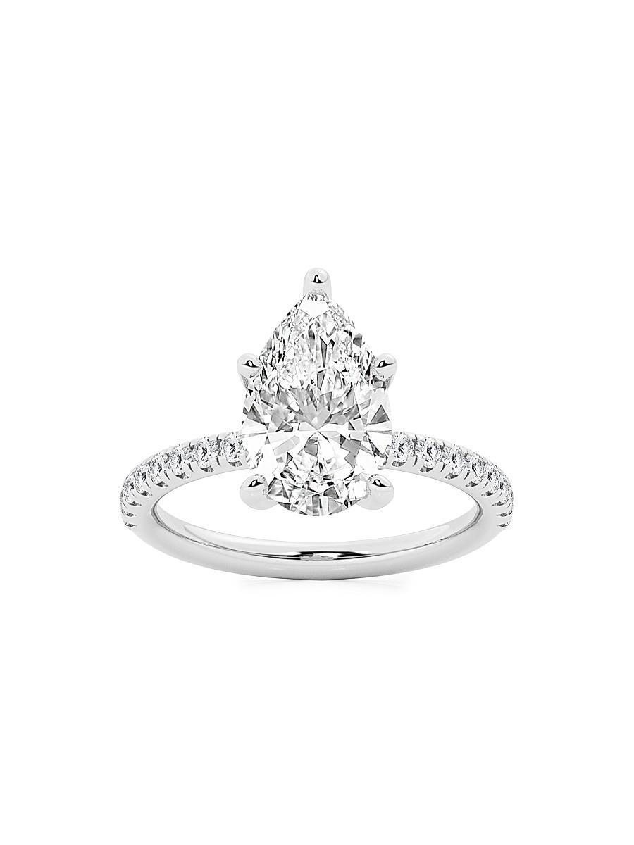 Womens Platinum & Pear-Cut Lab-Grown Diamond Hidden Halo Ring/0.80-3.41 TCW Product Image