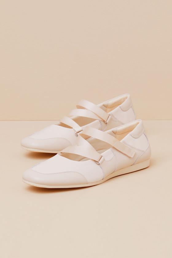 Hillary Off White Leather Strappy Flats Product Image