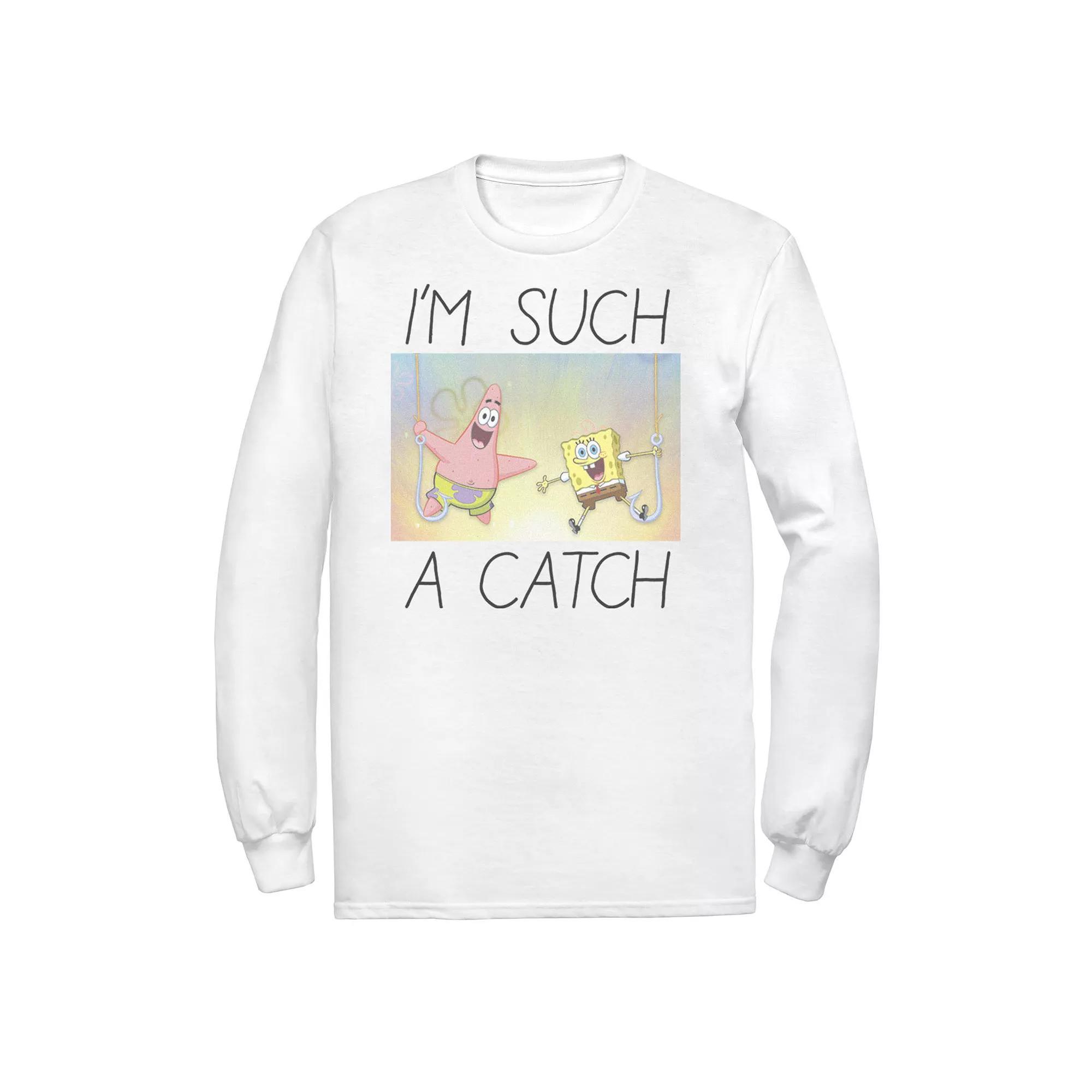 Mens Spongebob Im Such A Catch Portrait Long Sleeve Tee Product Image
