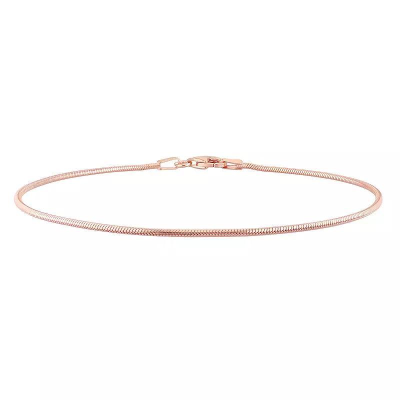 Stella Grace Mens Sterling Silver 1.2 mm Snake Chain Bracelet Rose Gold Tone Product Image