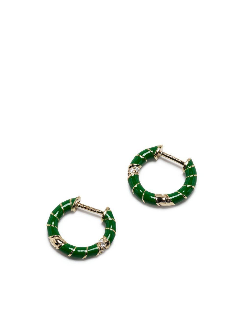 9kt yellow gold diamond and enamel earrings Product Image