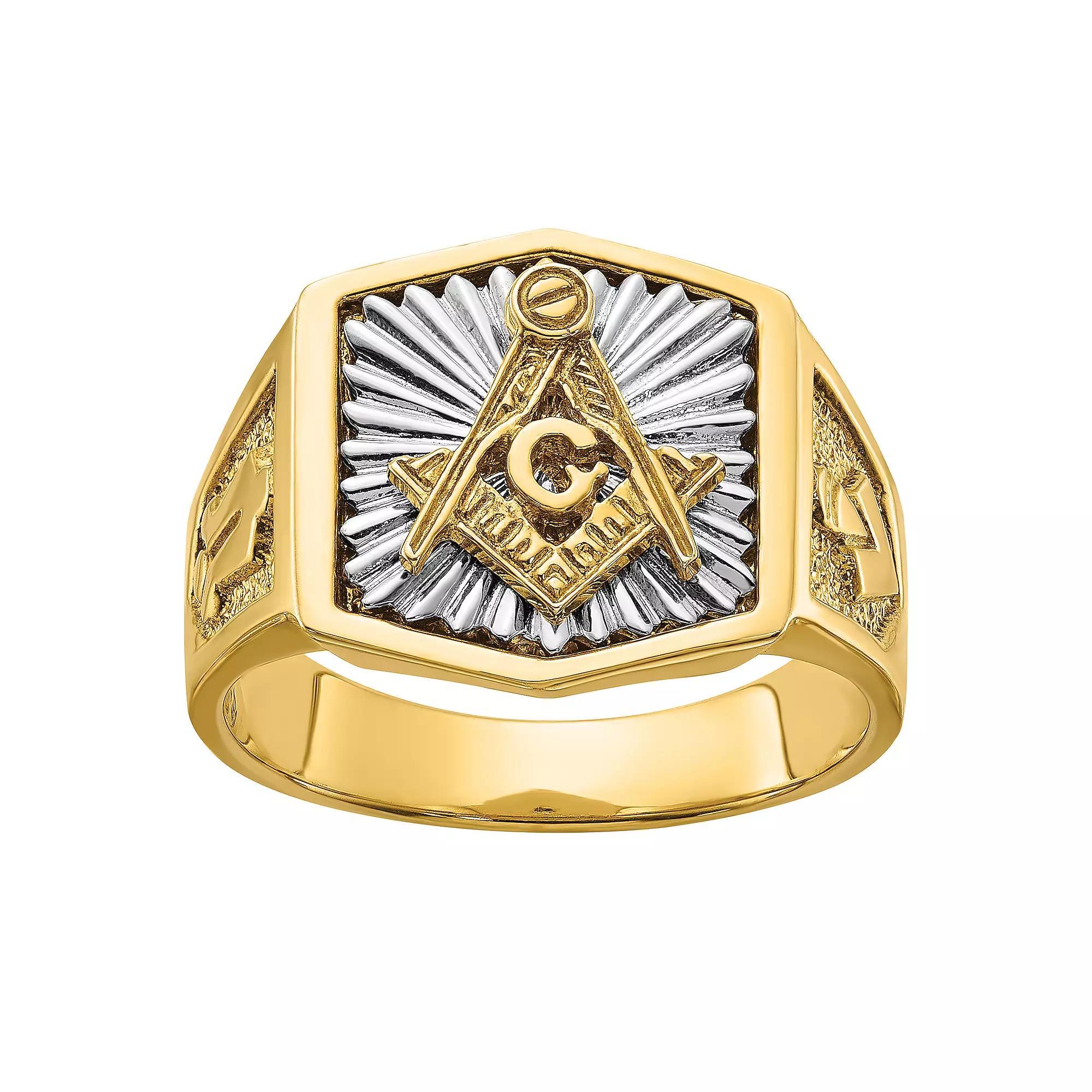 Masonic Collection Men's 10k Gold Two-Tone Blue Lodge Master Masonic Ring, Size: 11.50, 10k Two Tone Product Image