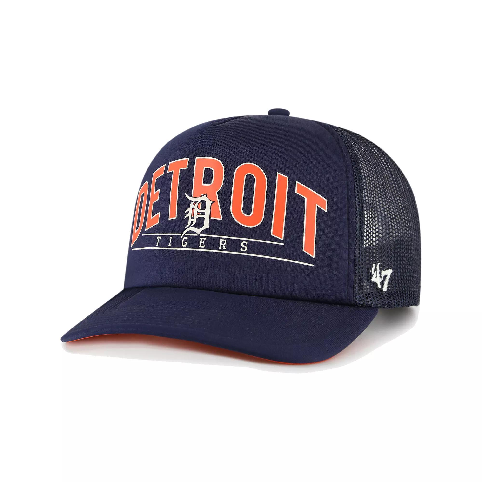 Men's '47 Navy Detroit Tigers Backhaul Foam Trucker Snapback Hat, Blue Product Image