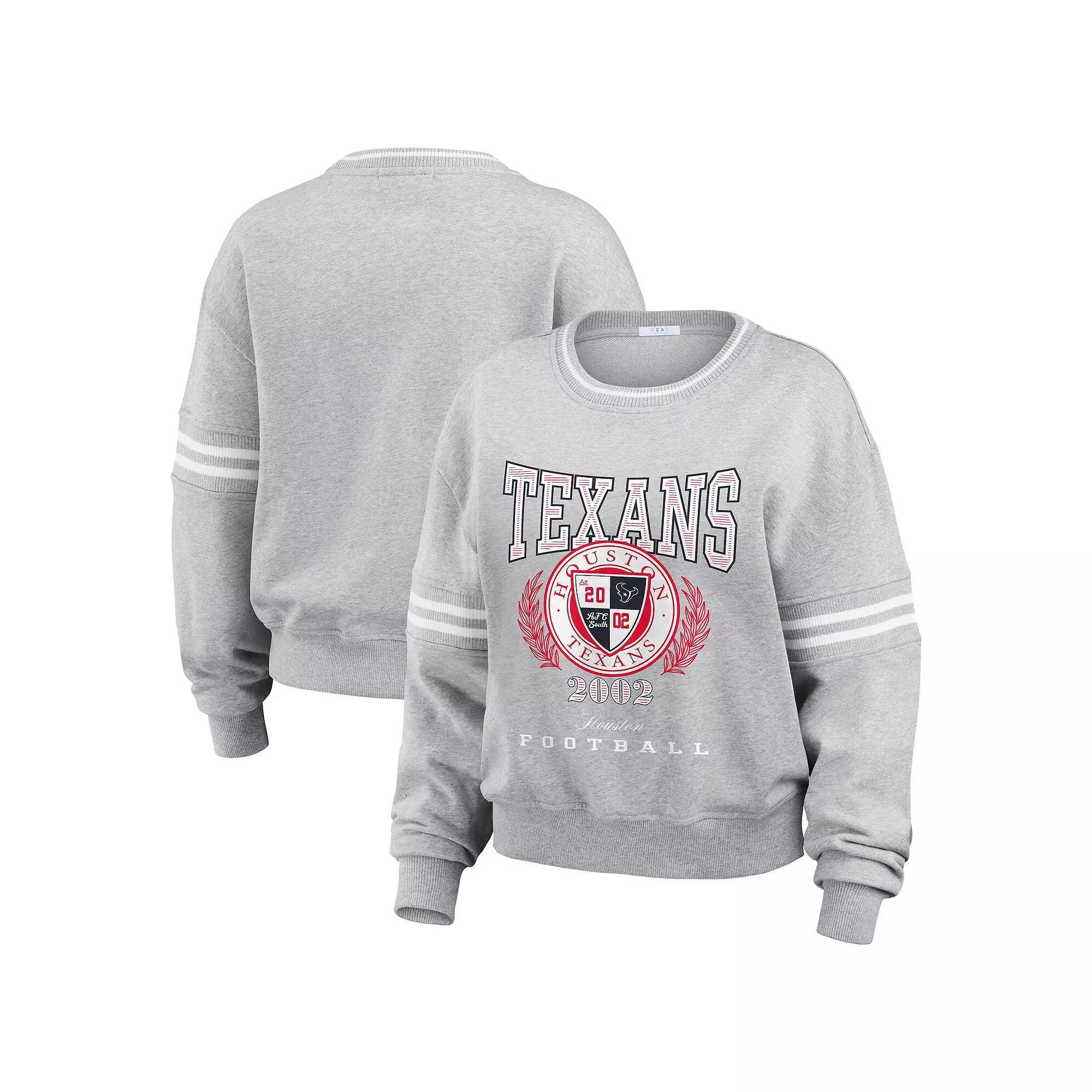 Women's WEAR by Erin Andrews Heather Gray Jacksonville Jaguars Cropped Pullover Sweatshirt, Size: 2XL, Grey Product Image