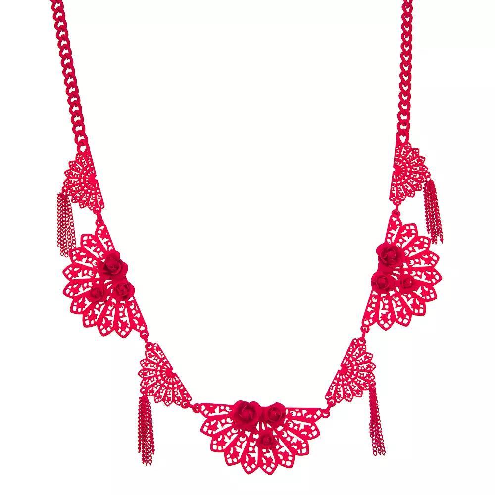 Simply Vera Vera Wang Filgree Flower Frontal Necklace, Womens, Red Product Image