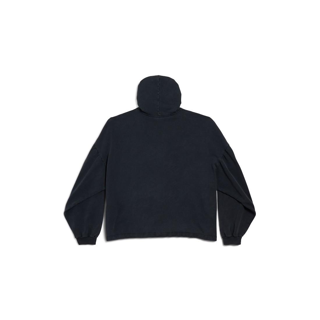 Women's I Love Paris & Balenciaga Cropped Hoodie Oversized in Black Faded Product Image