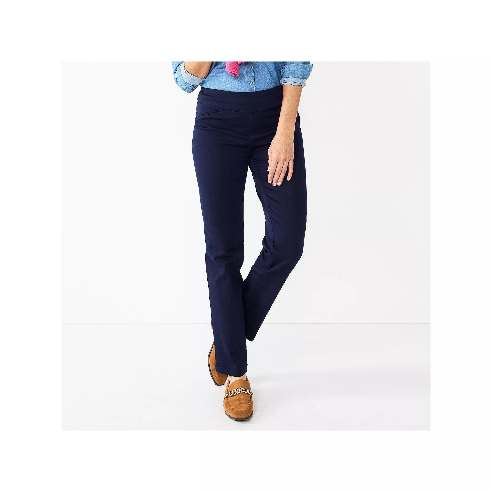 Women's Croft & Barrow® Effortless Stretch Pull-On Straight-Leg Pants, Size: 6, Genuine Blue Product Image