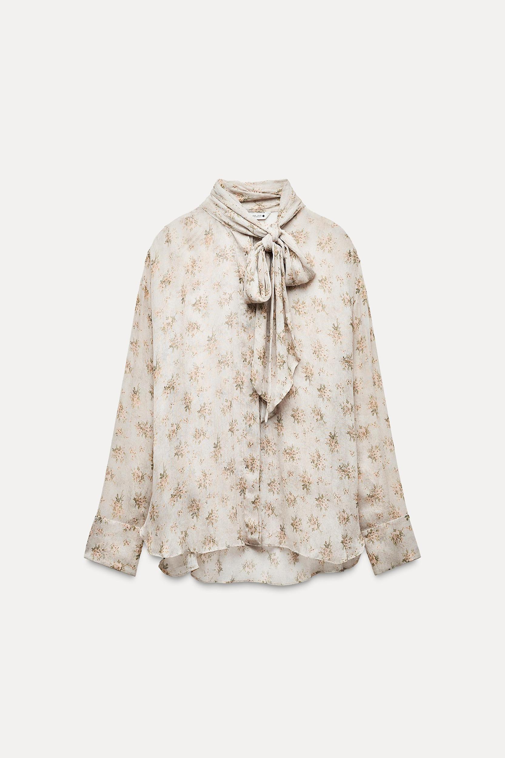 MINI FLOWER PRINT TIED SHIRT ZW COLLECTION Product Image