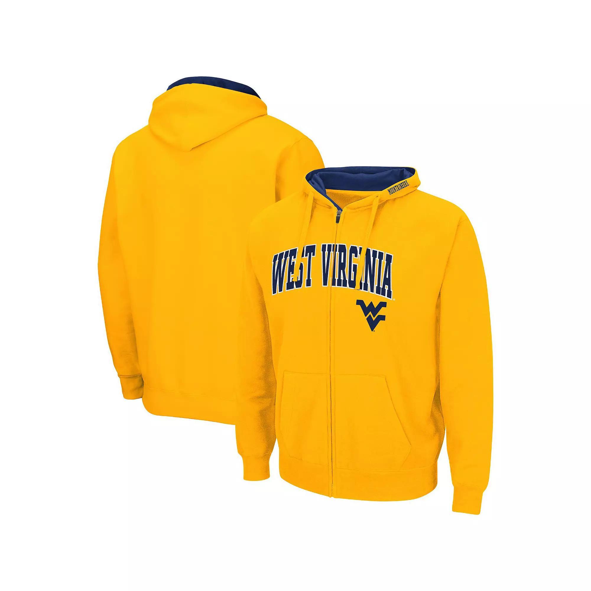 Men's Colosseum Gold West Virginia Mountaineers Arch & Logo 3.0 Full-Zip Hoodie, Size: 2XL Product Image