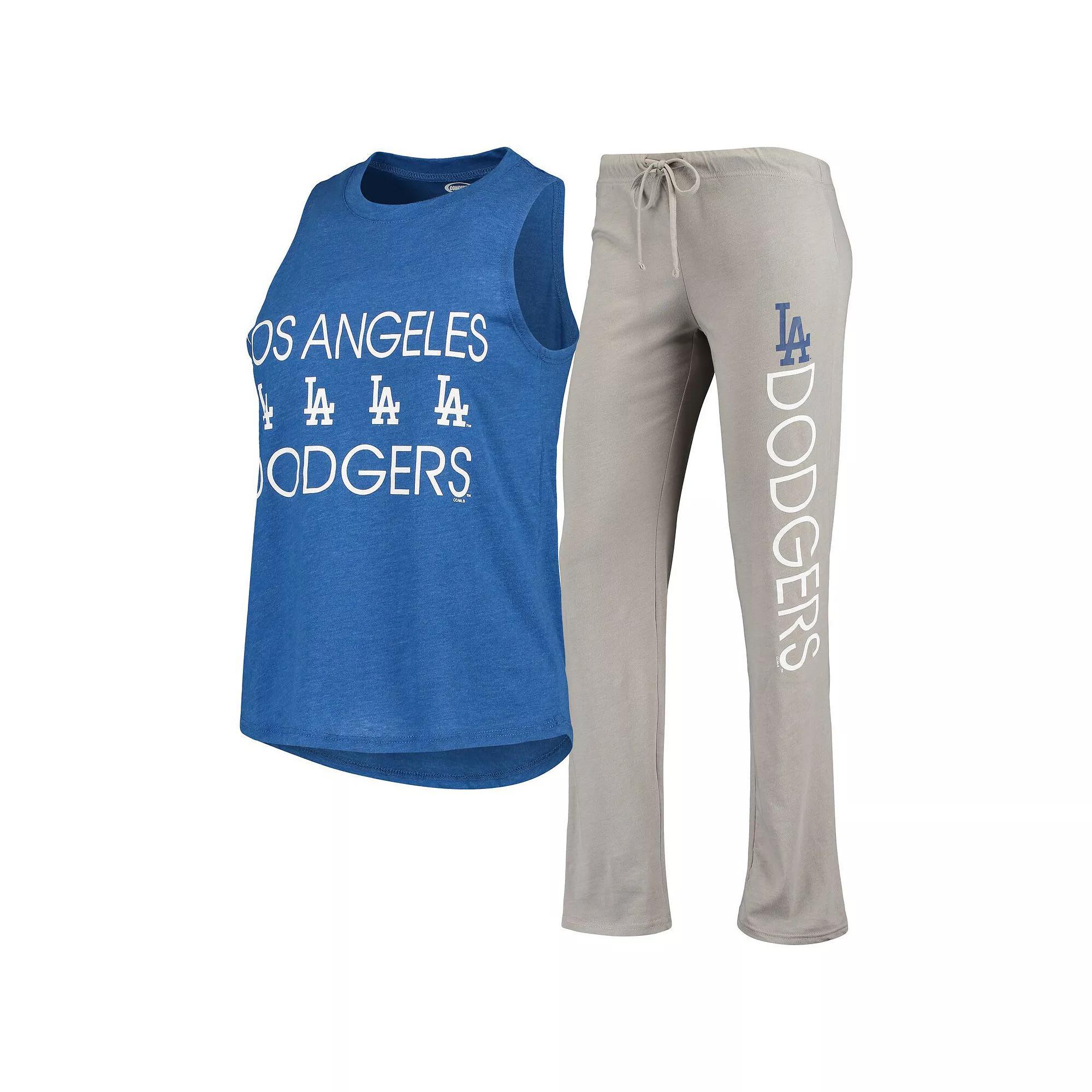 Women's Concepts Sport Gray/Royal Los Angeles Dodgers Meter Muscle Tank Top & Pants Sleep Set, Size: Large, Grey Product Image