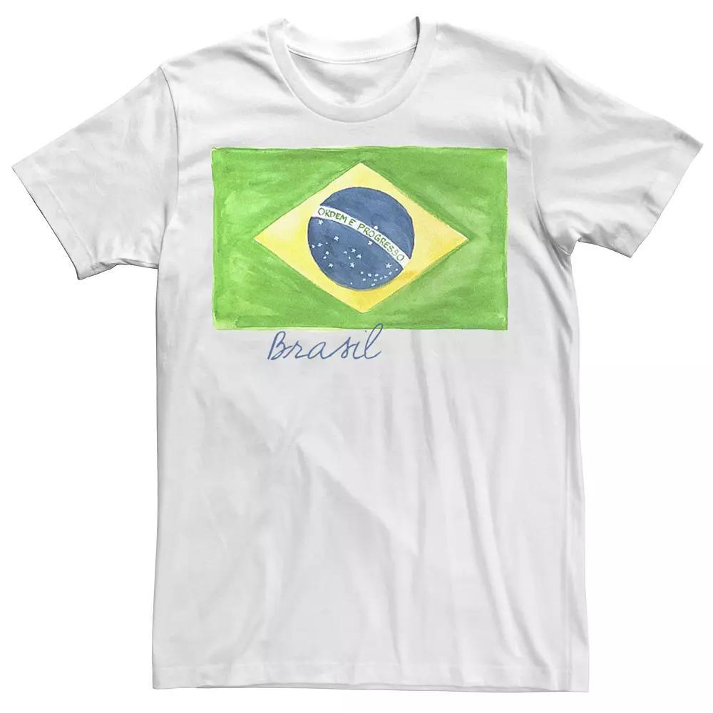 Men's HHM Brasil Watercolor Flag Watercolor Tee, Size: Medium, White Product Image