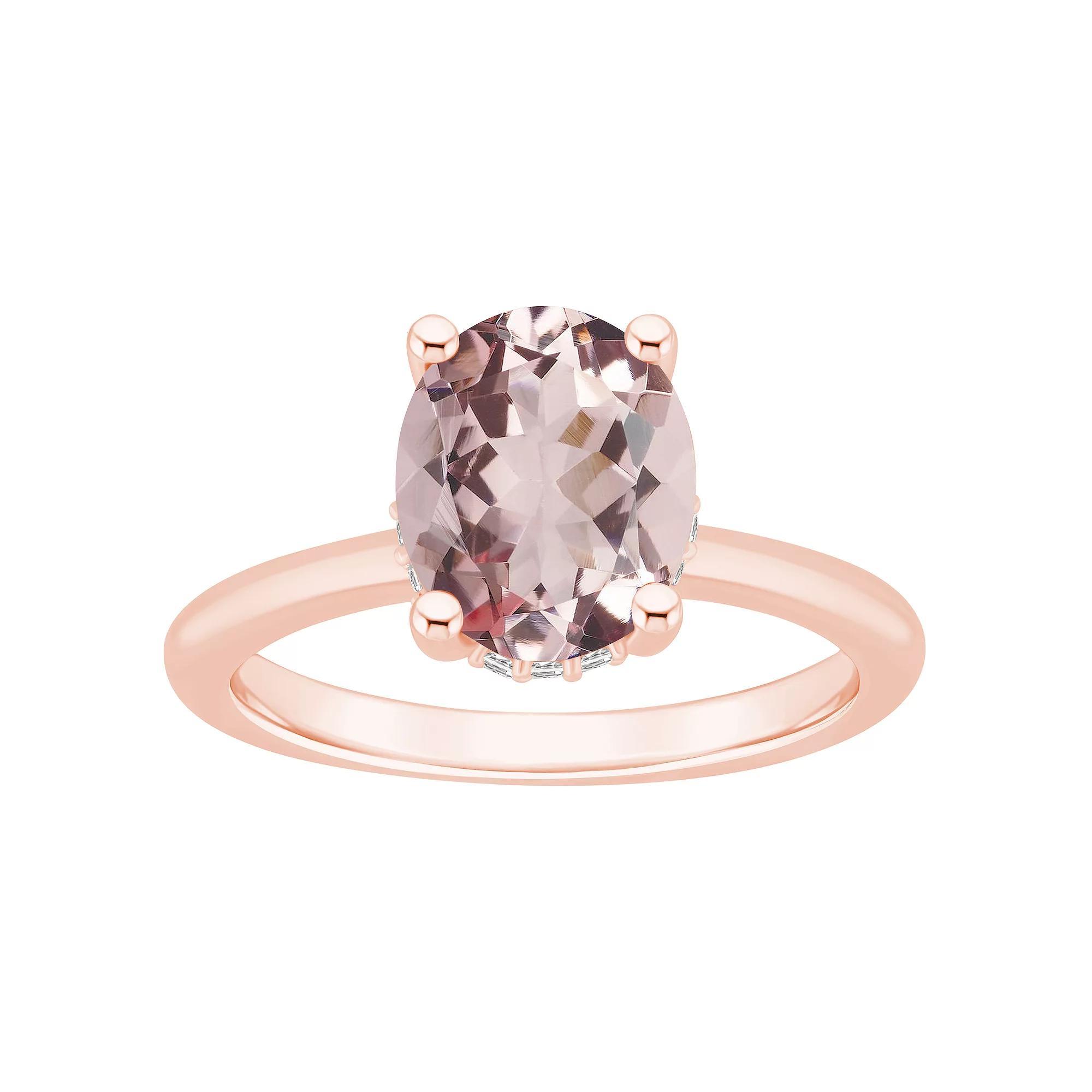 Alyson Layne 14k Gold Oval Morganite & Diamond Accent Ring, Womens Product Image