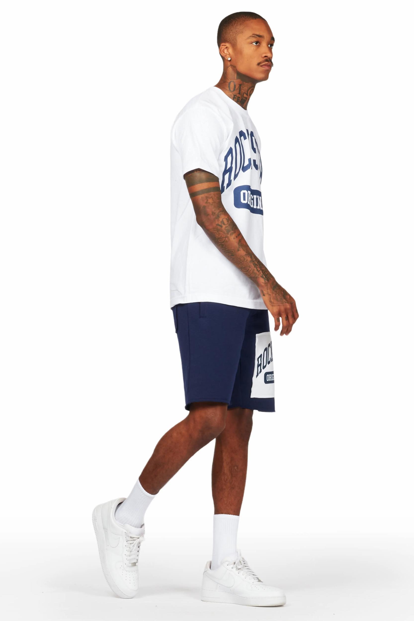 Jain White/Navy T-Shirt/Short Set Male Product Image