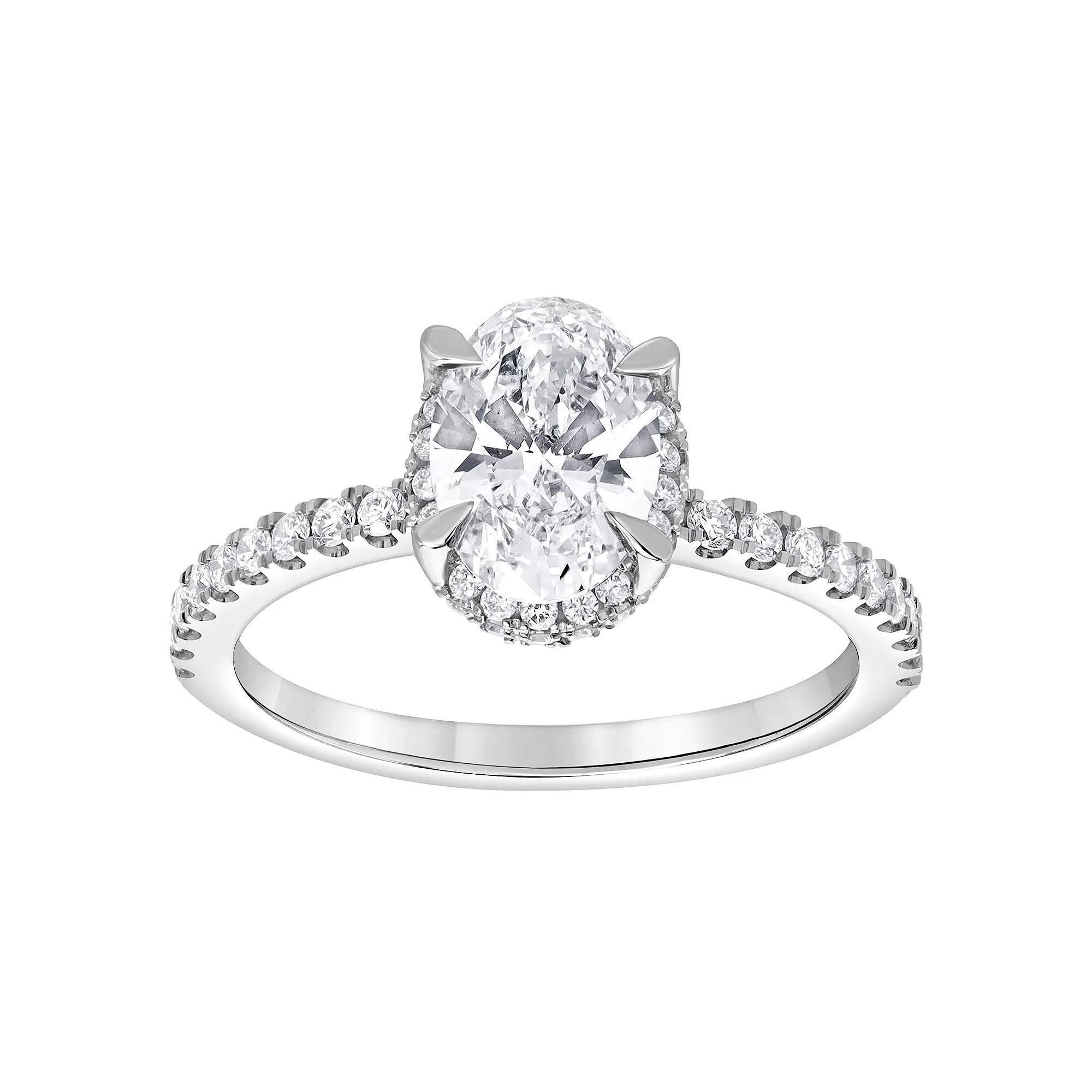 Diamond Brilliance 14k White Gold 1 3/8 Carat T.W. Lab-Grown Diamond Oval Center Engagement Ring, Women's, Size: 9, 14k Gold Product Image
