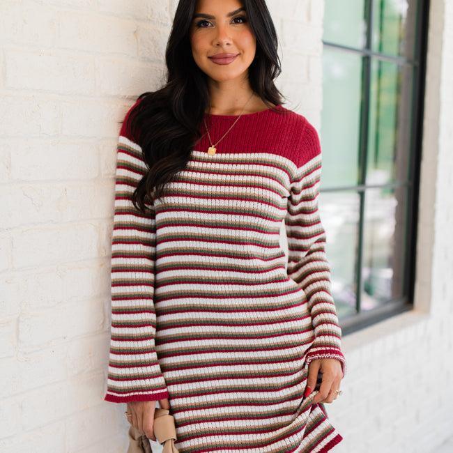 All About It Multi Striped Knit Sweater Dress FINAL SALE Product Image