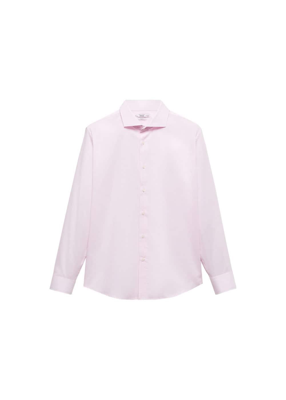 Slim-fit micro-stripe twill suit shirt - Men | MANGO USA Product Image